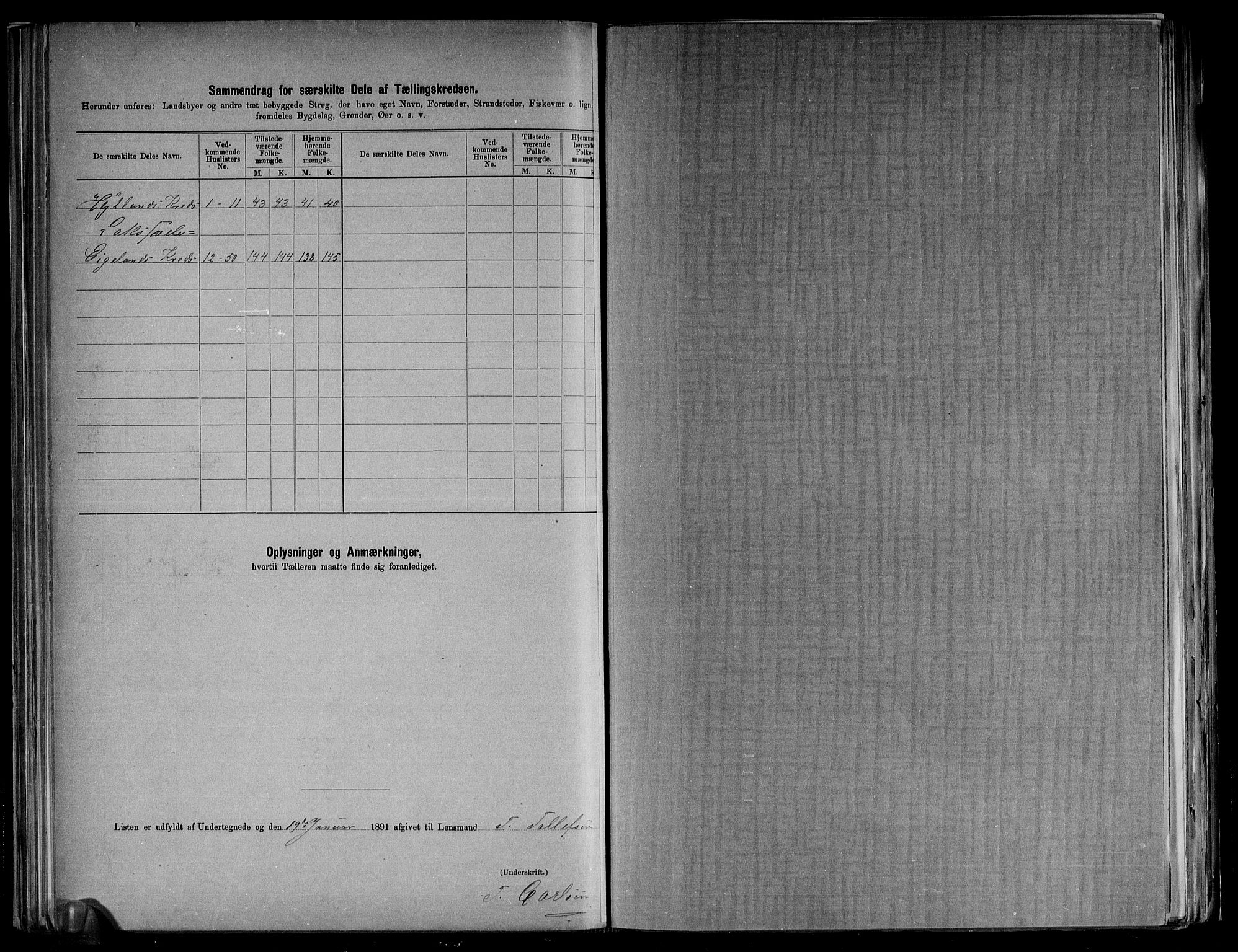 RA, 1891 census for 1114 Bjerkreim, 1891, p. 16