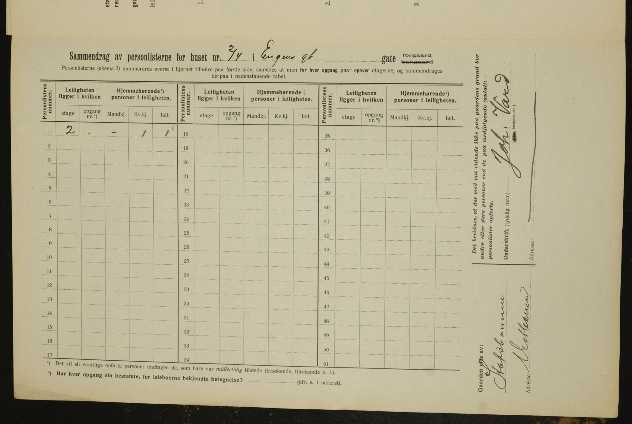 OBA, Municipal Census 1912 for Kristiania, 1912, p. 21668