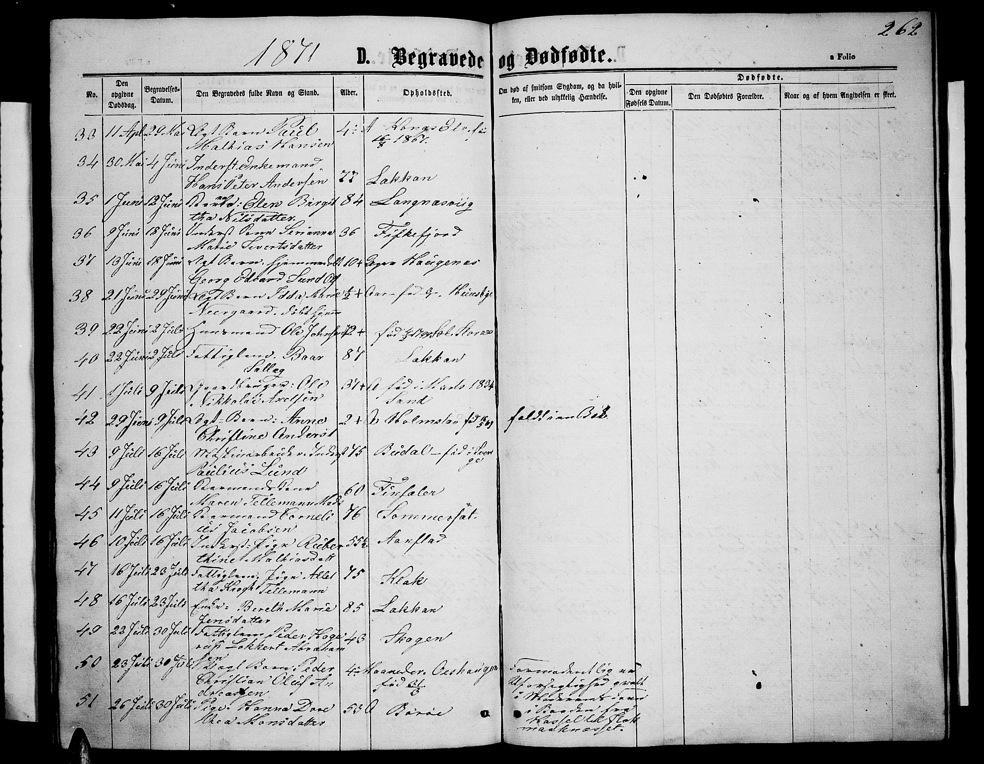 Ministerialprotokoller, klokkerbøker og fødselsregistre - Nordland, AV/SAT-A-1459/888/L1266: Parish register (copy) no. 888C04, 1864-1877, p. 262