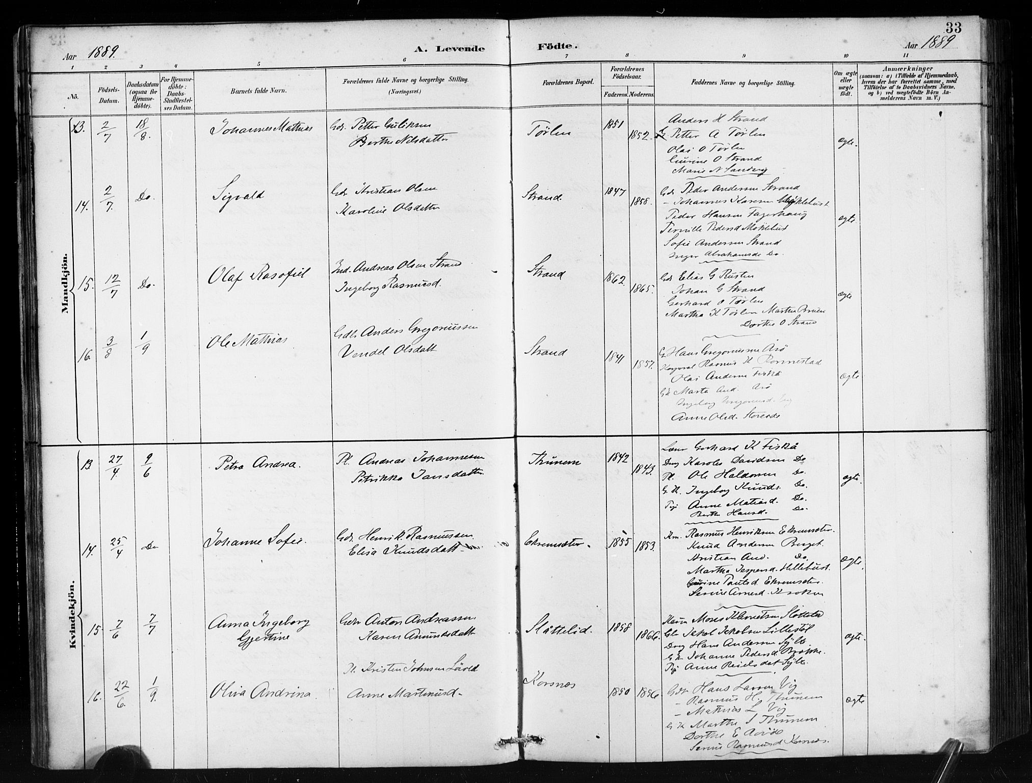 Ministerialprotokoller, klokkerbøker og fødselsregistre - Møre og Romsdal, AV/SAT-A-1454/501/L0008: Parish register (official) no. 501A08, 1885-1901, p. 33