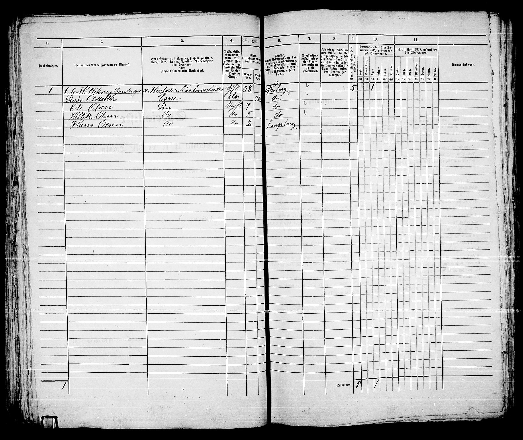 RA, 1865 census for Kongsberg/Kongsberg, 1865, p. 1097