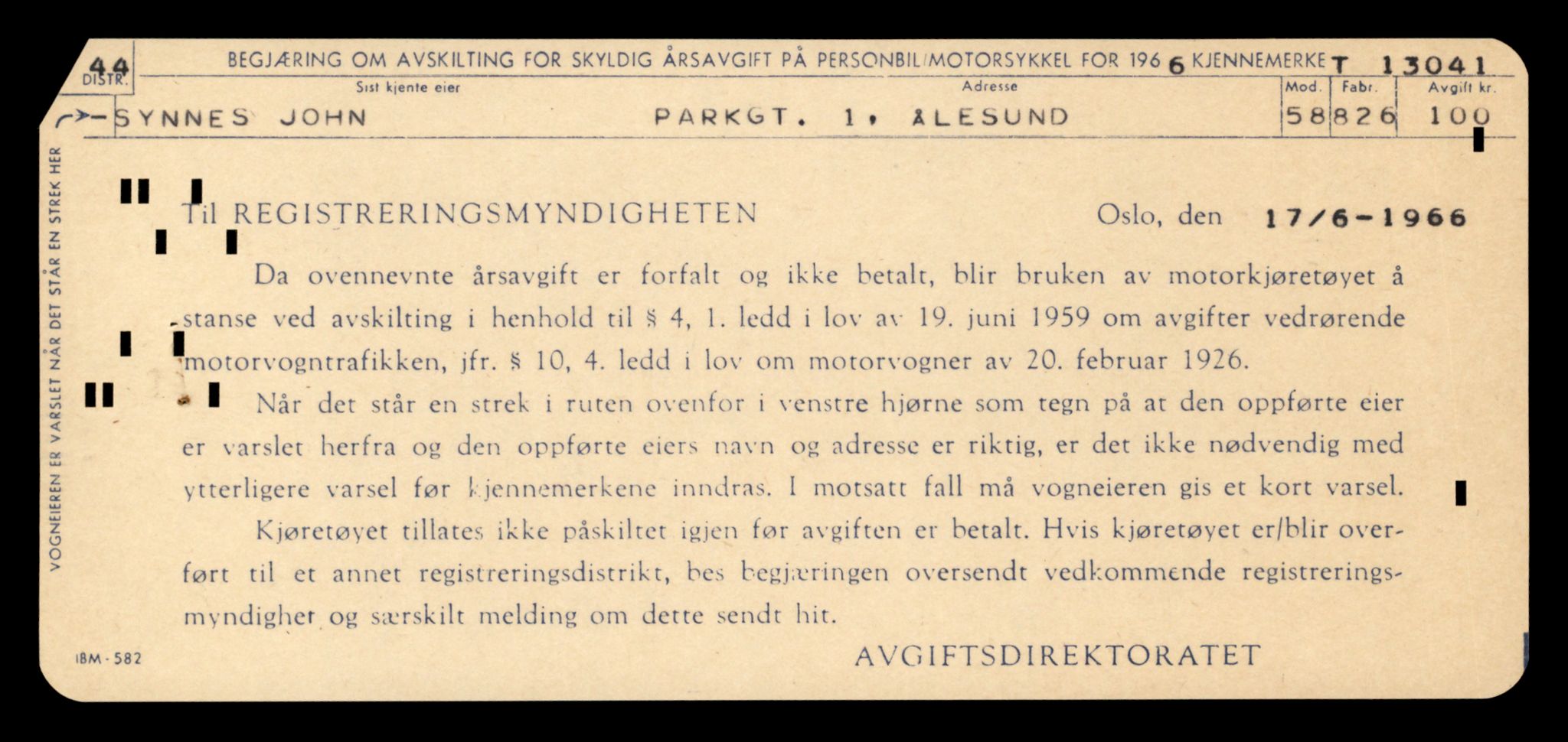 Møre og Romsdal vegkontor - Ålesund trafikkstasjon, AV/SAT-A-4099/F/Fe/L0037: Registreringskort for kjøretøy T 13031 - T 13179, 1927-1998, p. 255