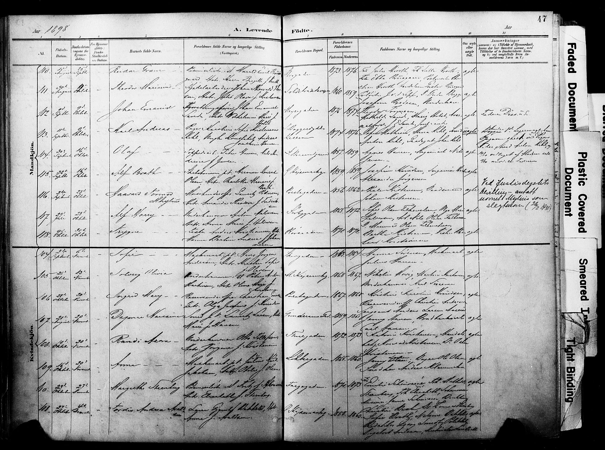 Horten kirkebøker, AV/SAKO-A-348/F/Fa/L0005: Parish register (official) no. 5, 1896-1904, p. 47