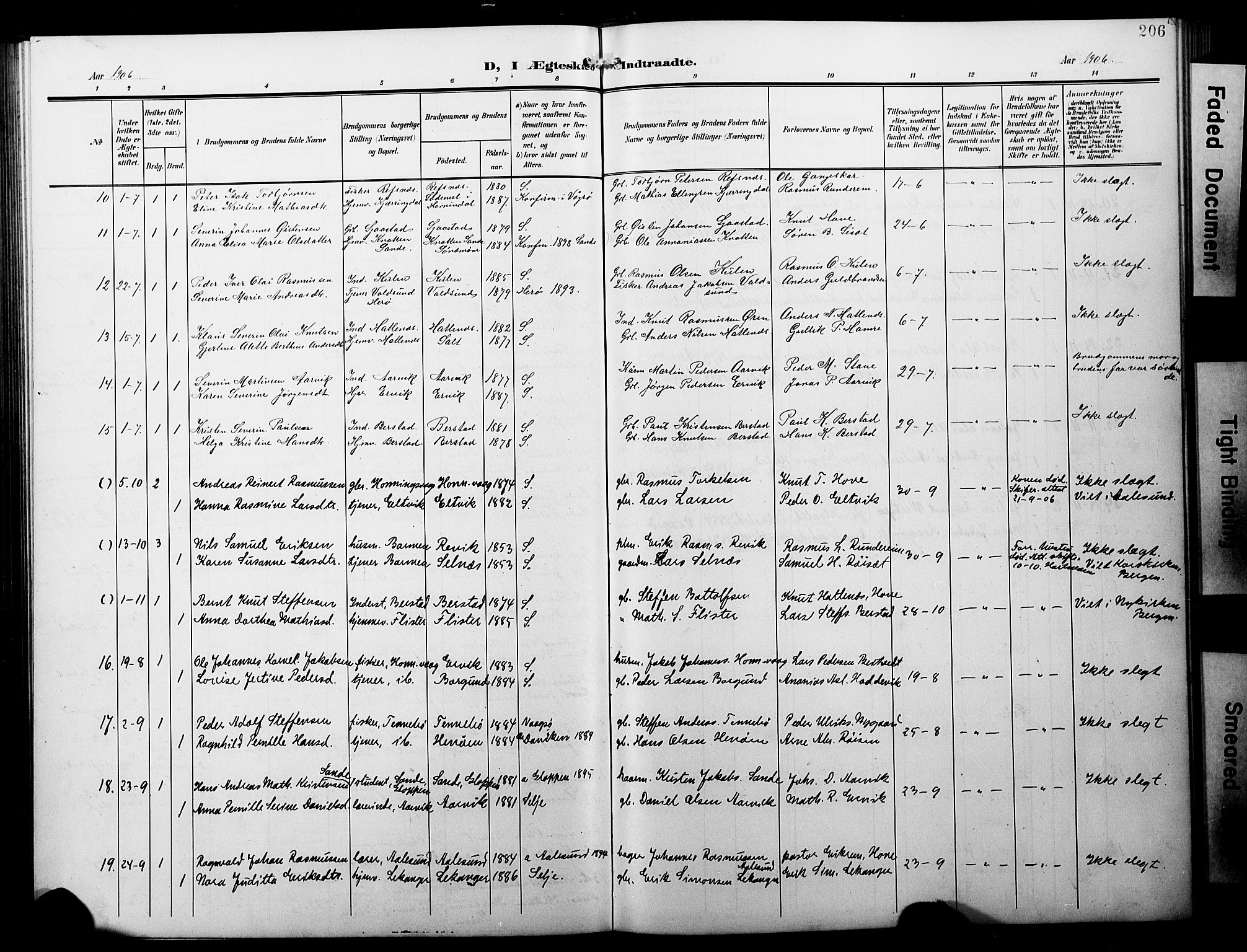 Selje sokneprestembete, AV/SAB-A-99938/H/Ha/Hab/Habb: Parish register (copy) no. B 1, 1905-1923, p. 206