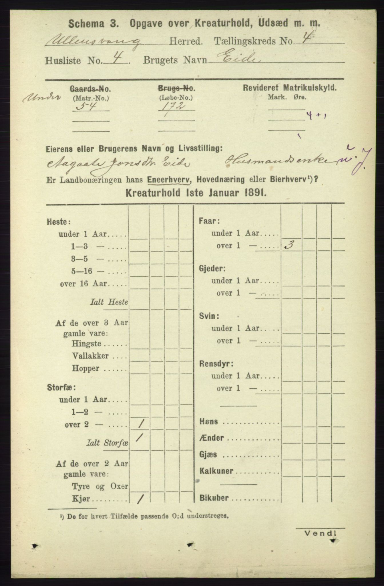 RA, 1891 census for 1230 Ullensvang, 1891, p. 6912