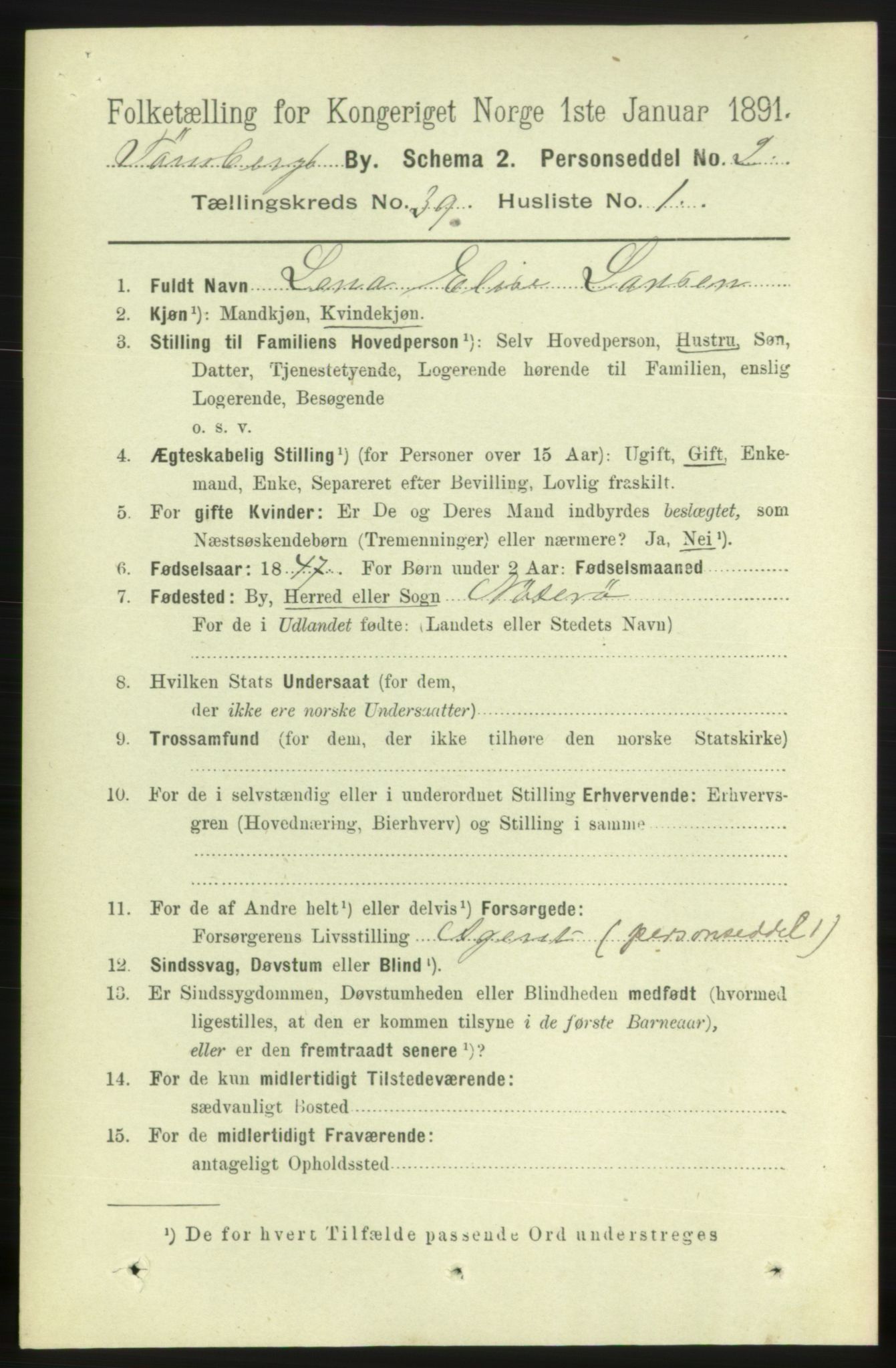 RA, 1891 census for 0705 Tønsberg, 1891, p. 8275