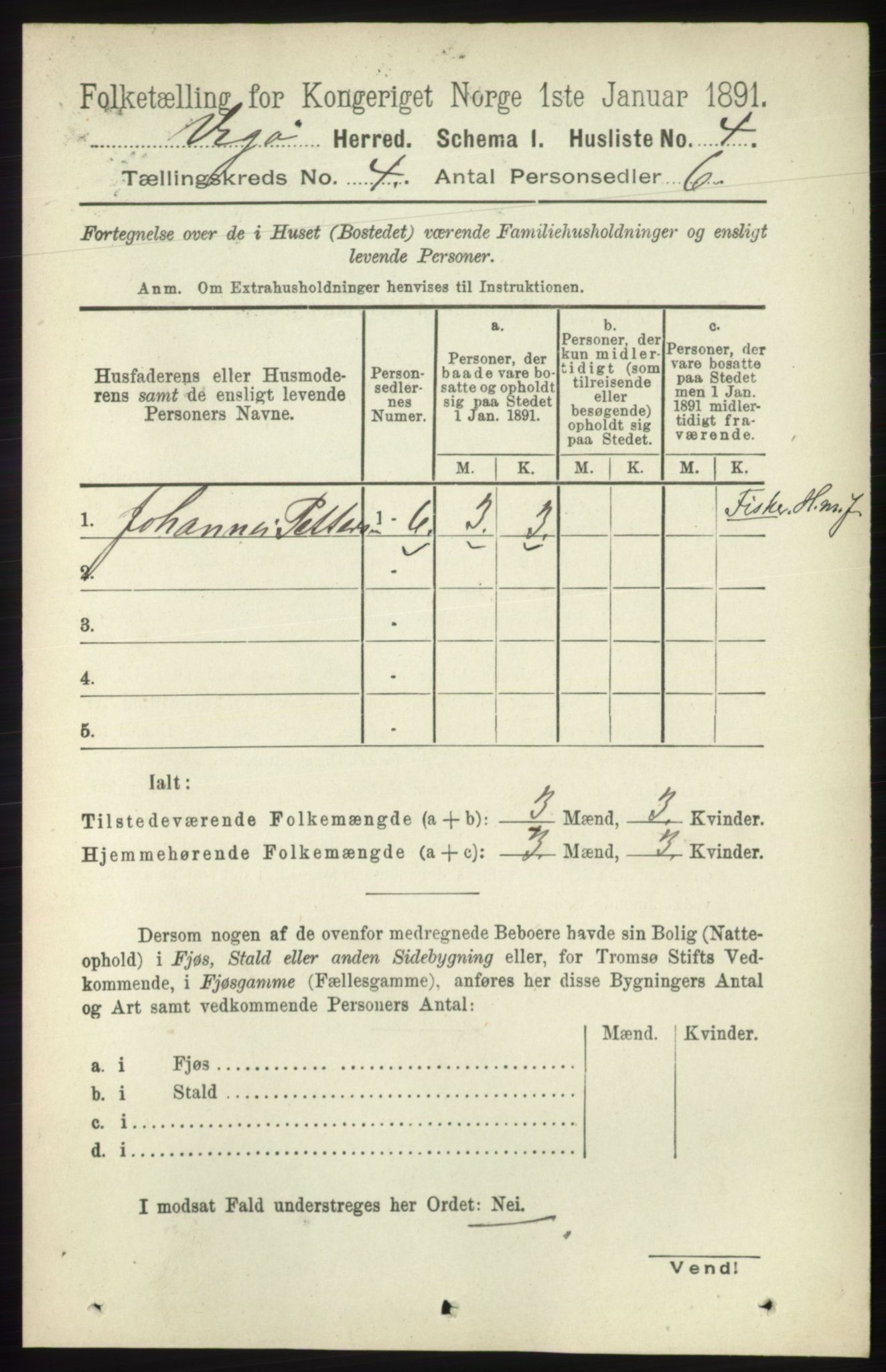 RA, 1891 census for 1815 Vega, 1891, p. 1368