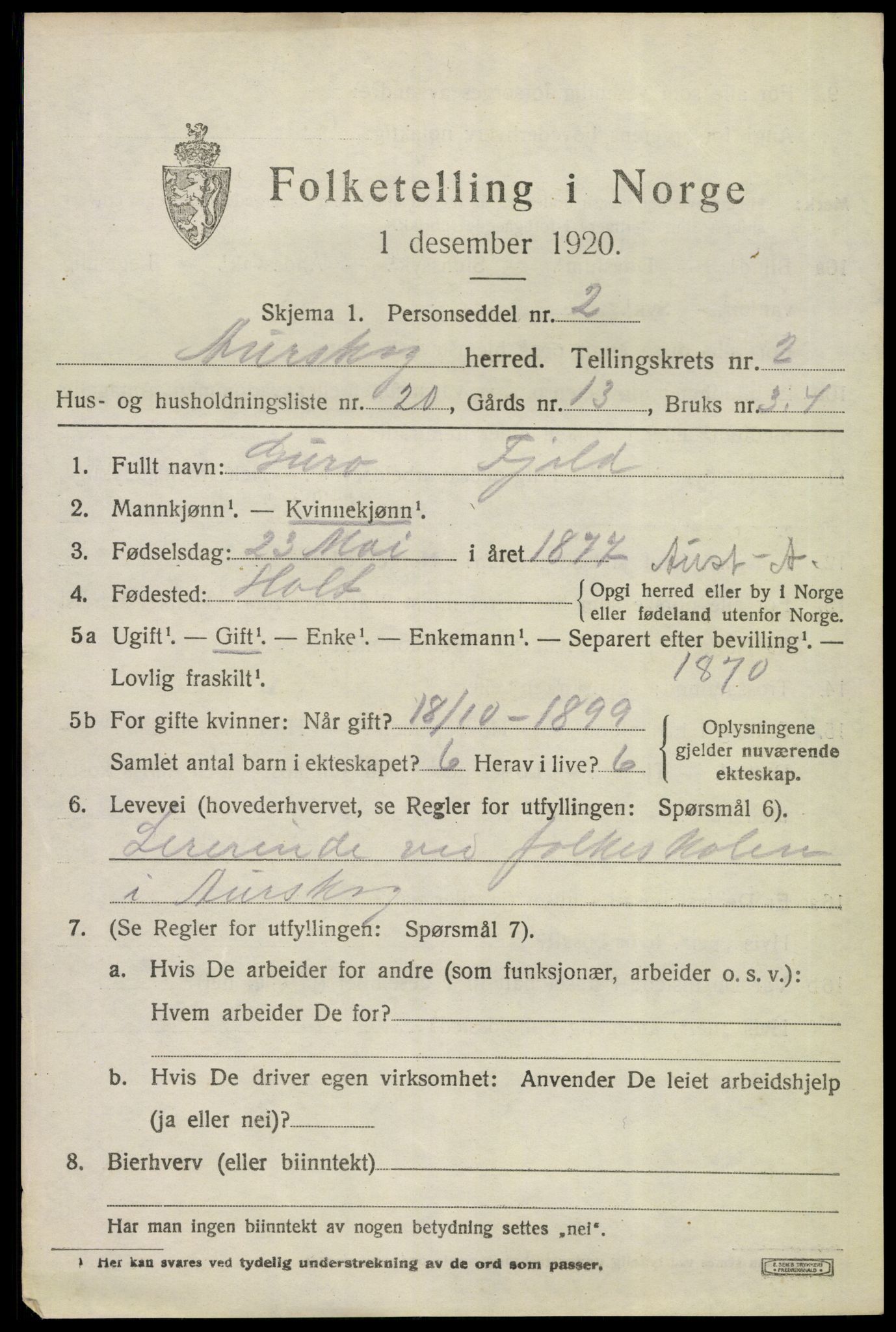 SAO, 1920 census for Aurskog, 1920, p. 1902