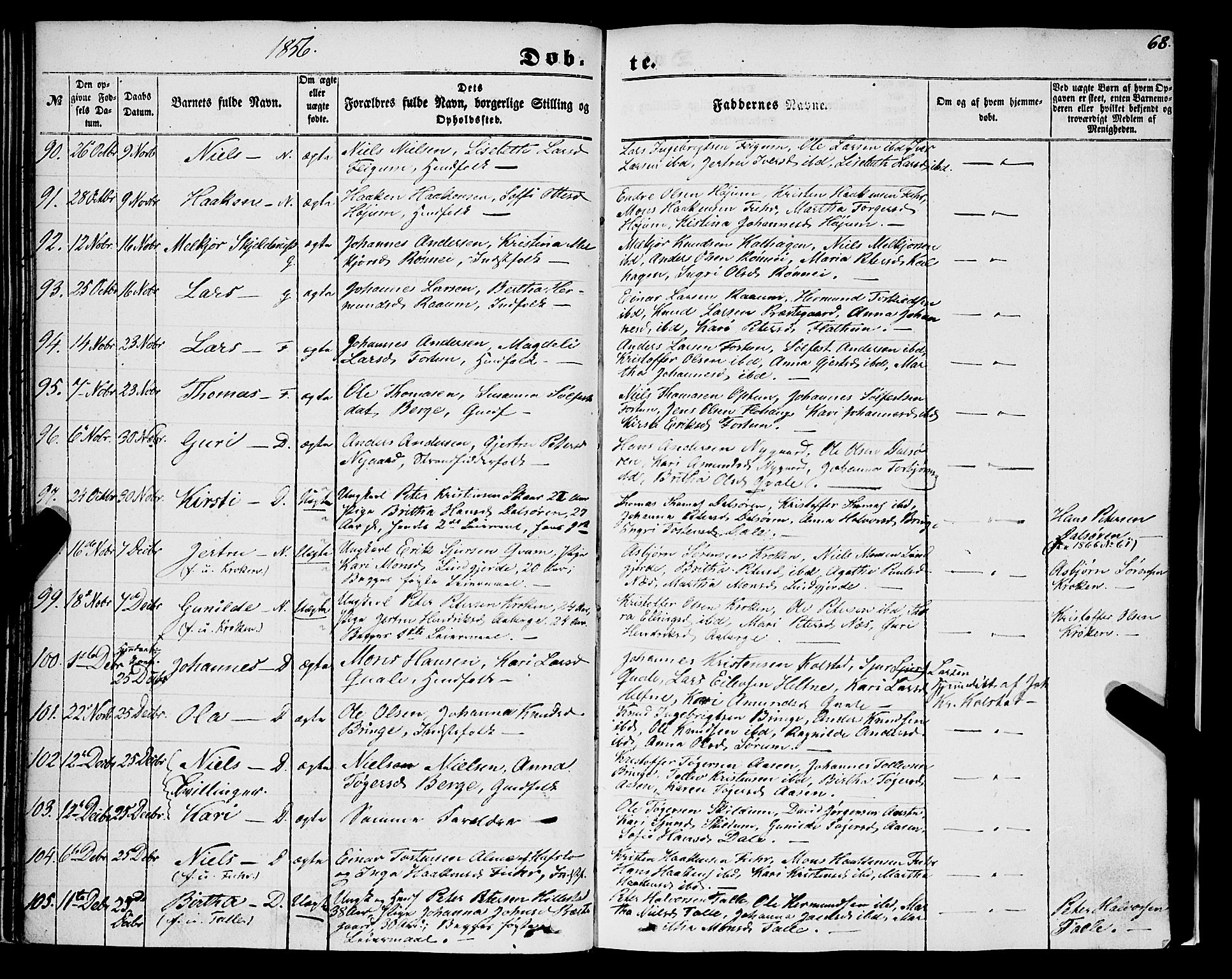 Luster sokneprestembete, AV/SAB-A-81101/H/Haa/Haaa/L0007: Parish register (official) no. A 7, 1849-1859, p. 68