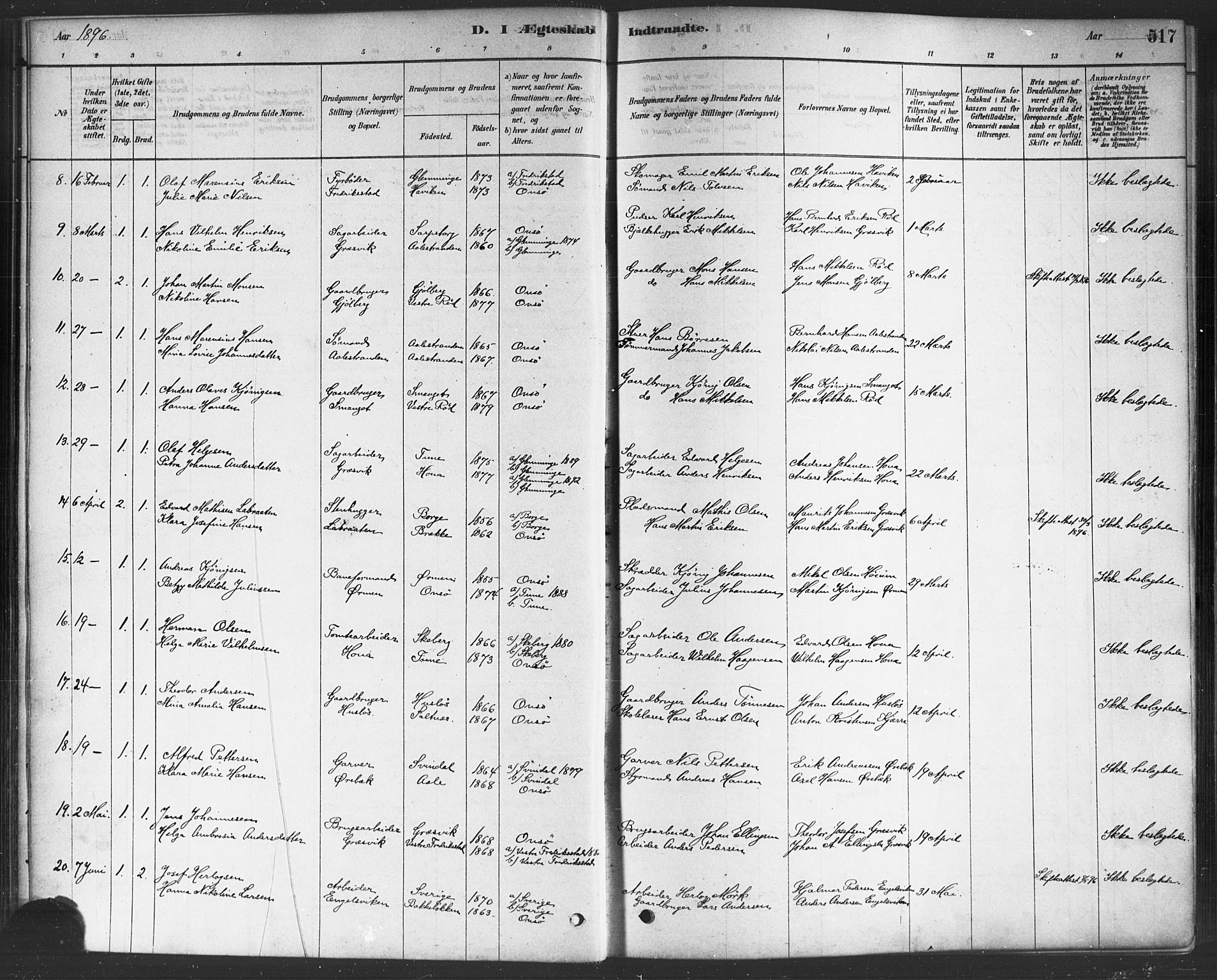 Onsøy prestekontor Kirkebøker, SAO/A-10914/F/Fa/L0006: Parish register (official) no. I 6, 1878-1898, p. 517