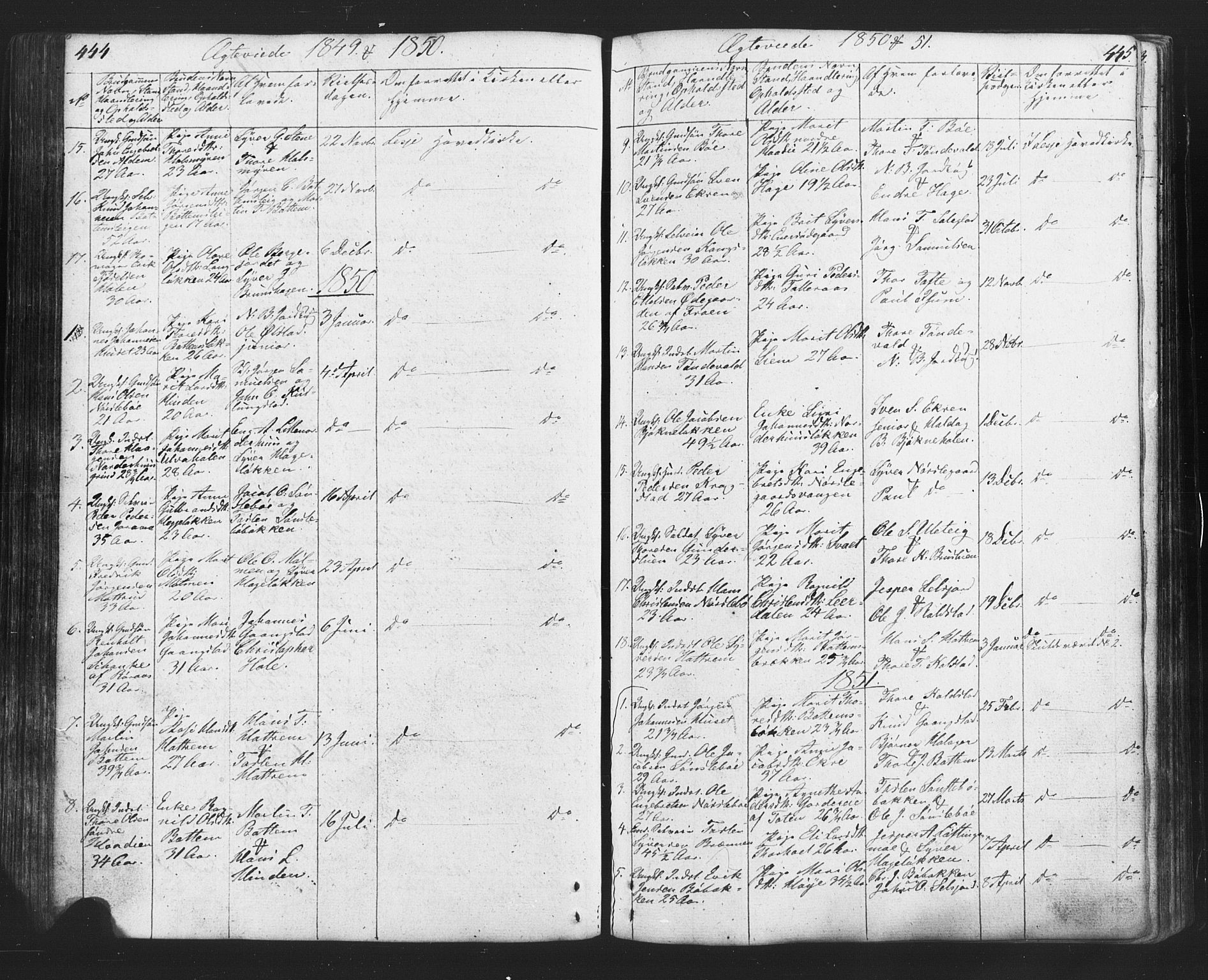 Lesja prestekontor, SAH/PREST-068/H/Ha/Hab/L0002: Parish register (copy) no. 2, 1832-1850, p. 444-445