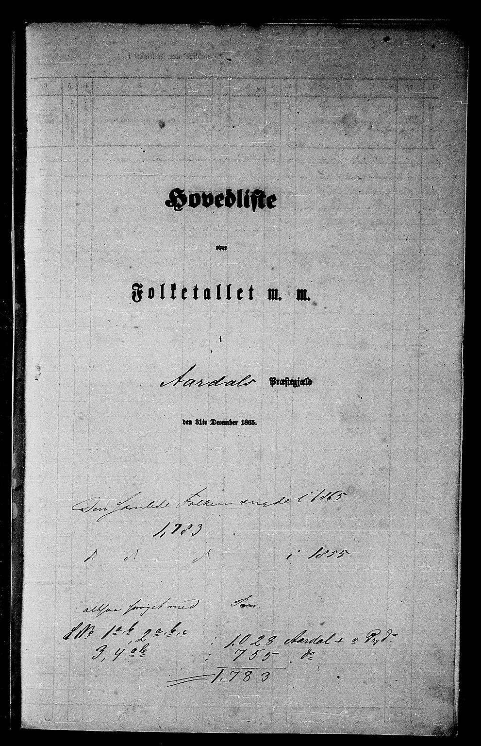 RA, 1865 census for Årdal, 1865, p. 5