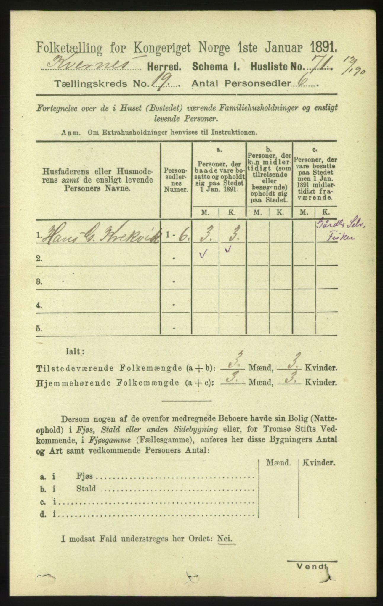 RA, 1891 census for 1553 Kvernes, 1891, p. 8448