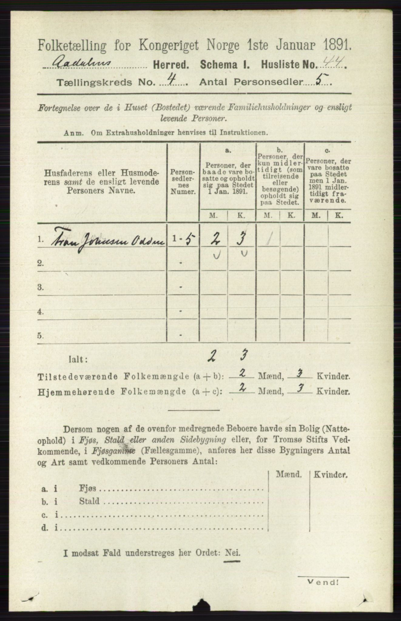 RA, 1891 census for 0614 Ådal, 1891, p. 1494