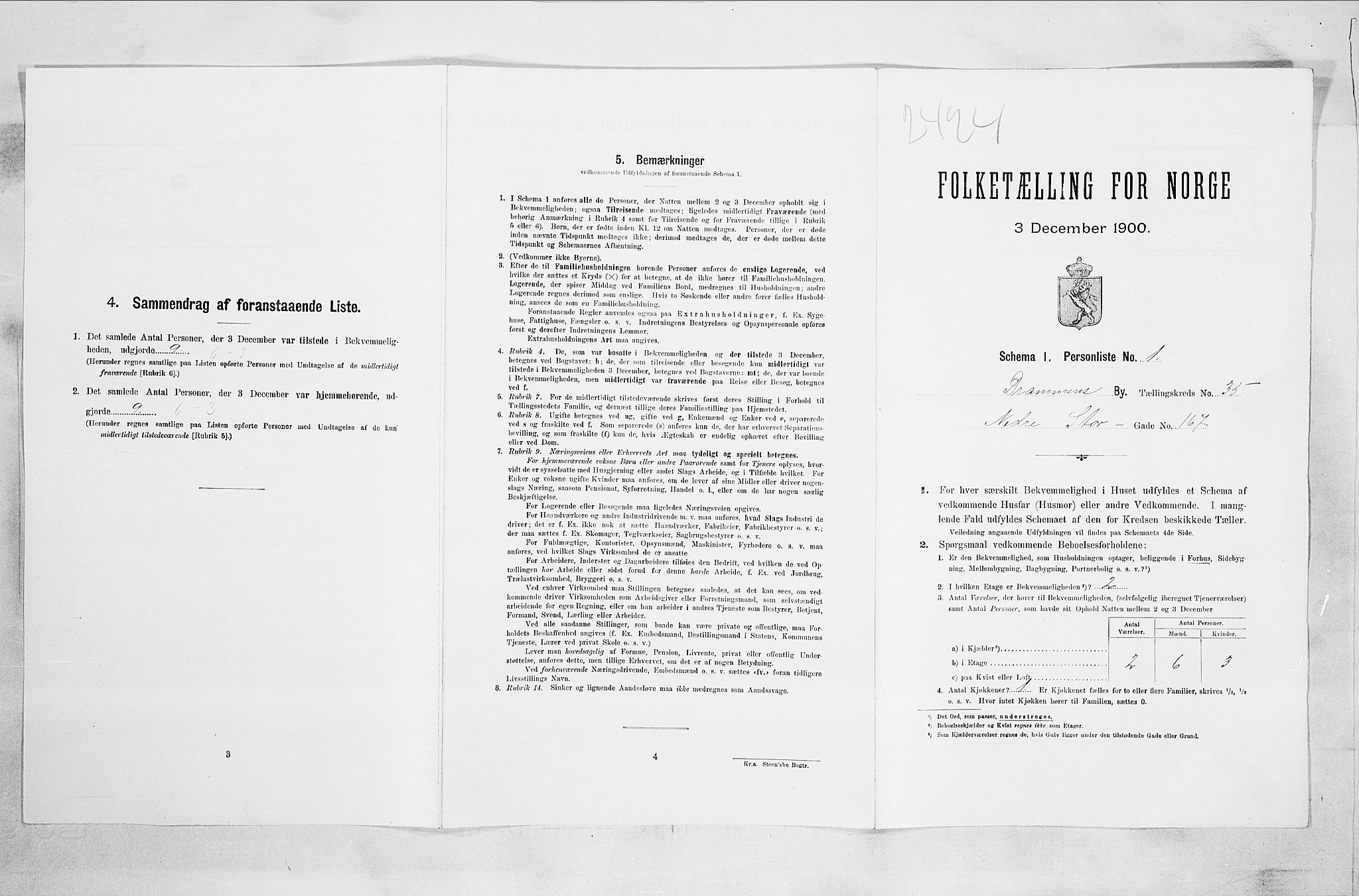 RA, 1900 census for Drammen, 1900, p. 5910