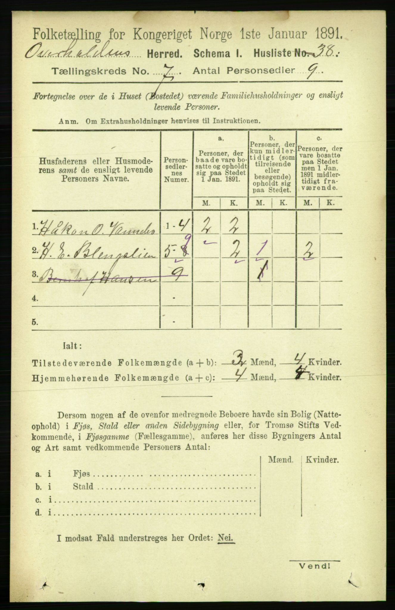 RA, 1891 census for 1744 Overhalla, 1891, p. 2626