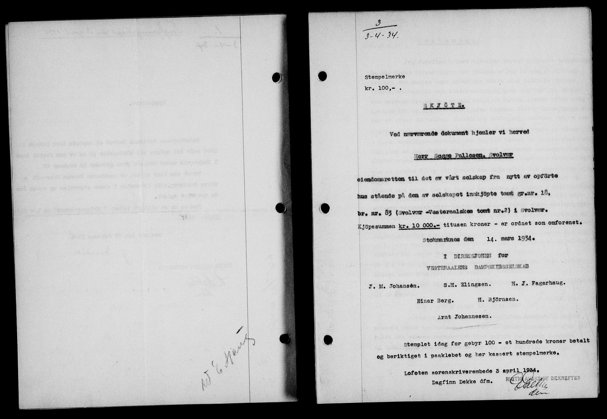 Lofoten sorenskriveri, SAT/A-0017/1/2/2C/L0029b: Mortgage book no. 29b, 1934-1934, Deed date: 03.04.1934