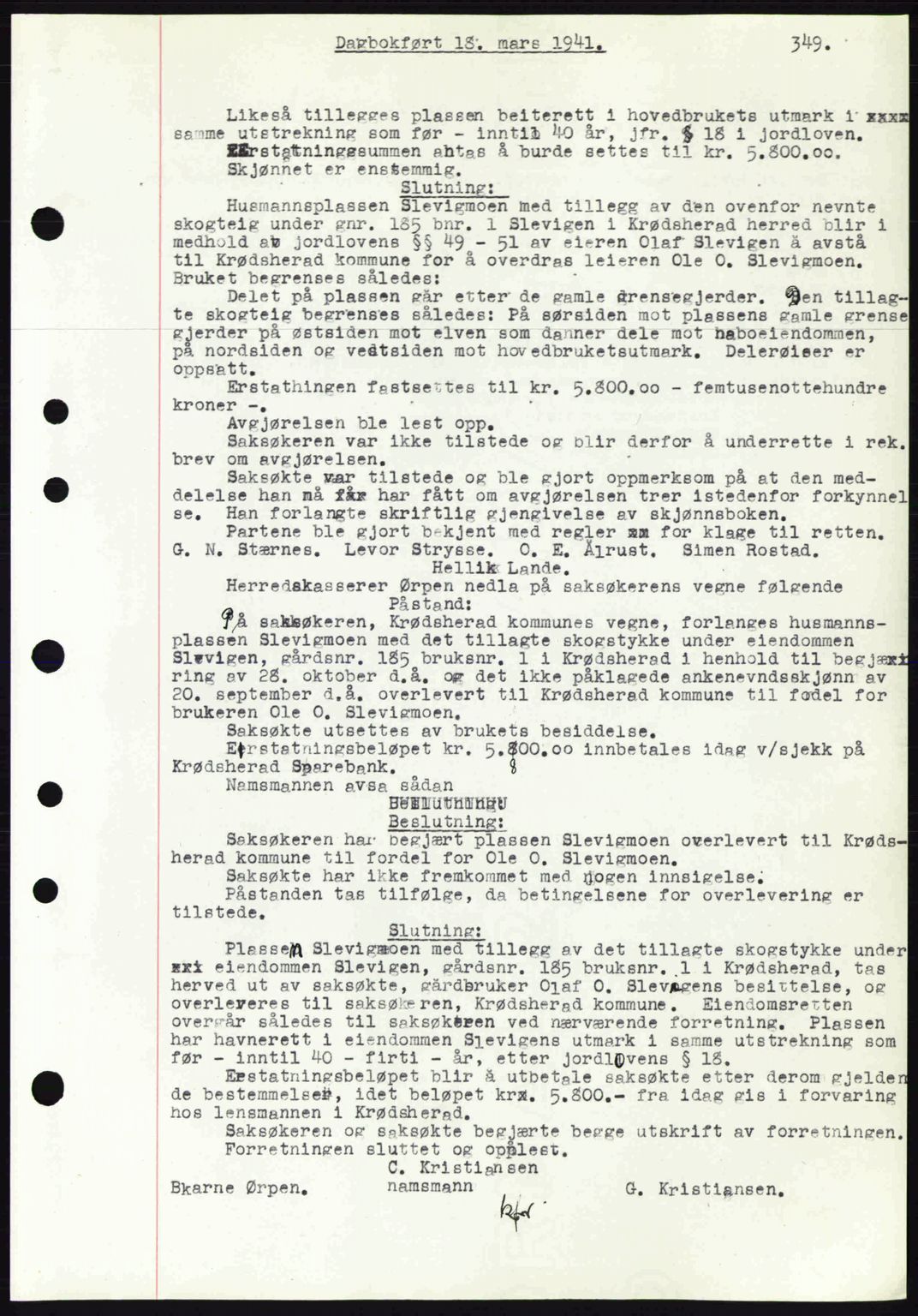 Eiker, Modum og Sigdal sorenskriveri, SAKO/A-123/G/Ga/Gab/L0043: Mortgage book no. A13, 1940-1941, Diary no: : 588/1941