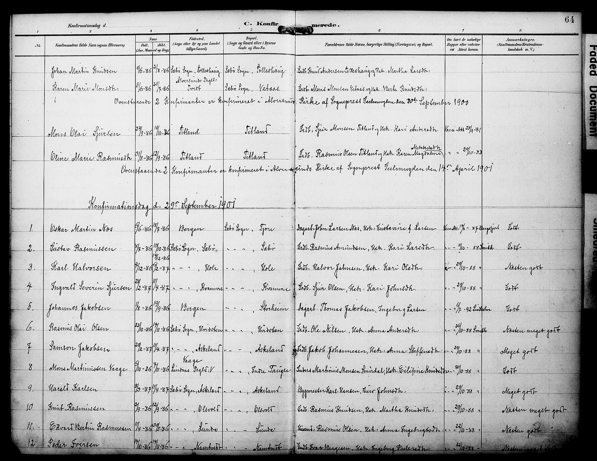 Manger sokneprestembete, AV/SAB-A-76801/H/Haa: Parish register (official) no. D 2, 1894-1908, p. 64