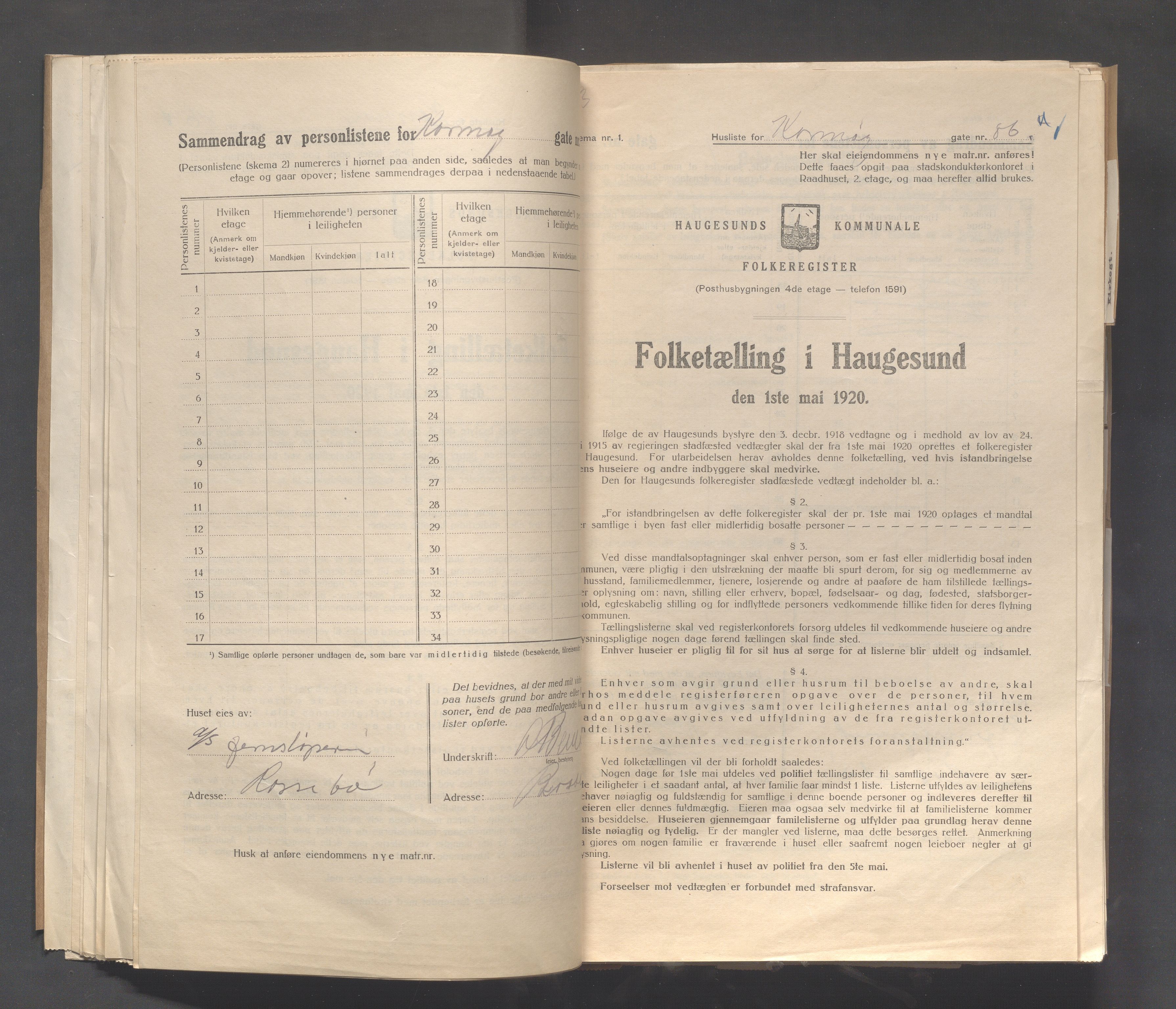 IKAR, Local census 1.5.1920 for Haugesund, 1920, p. 2478