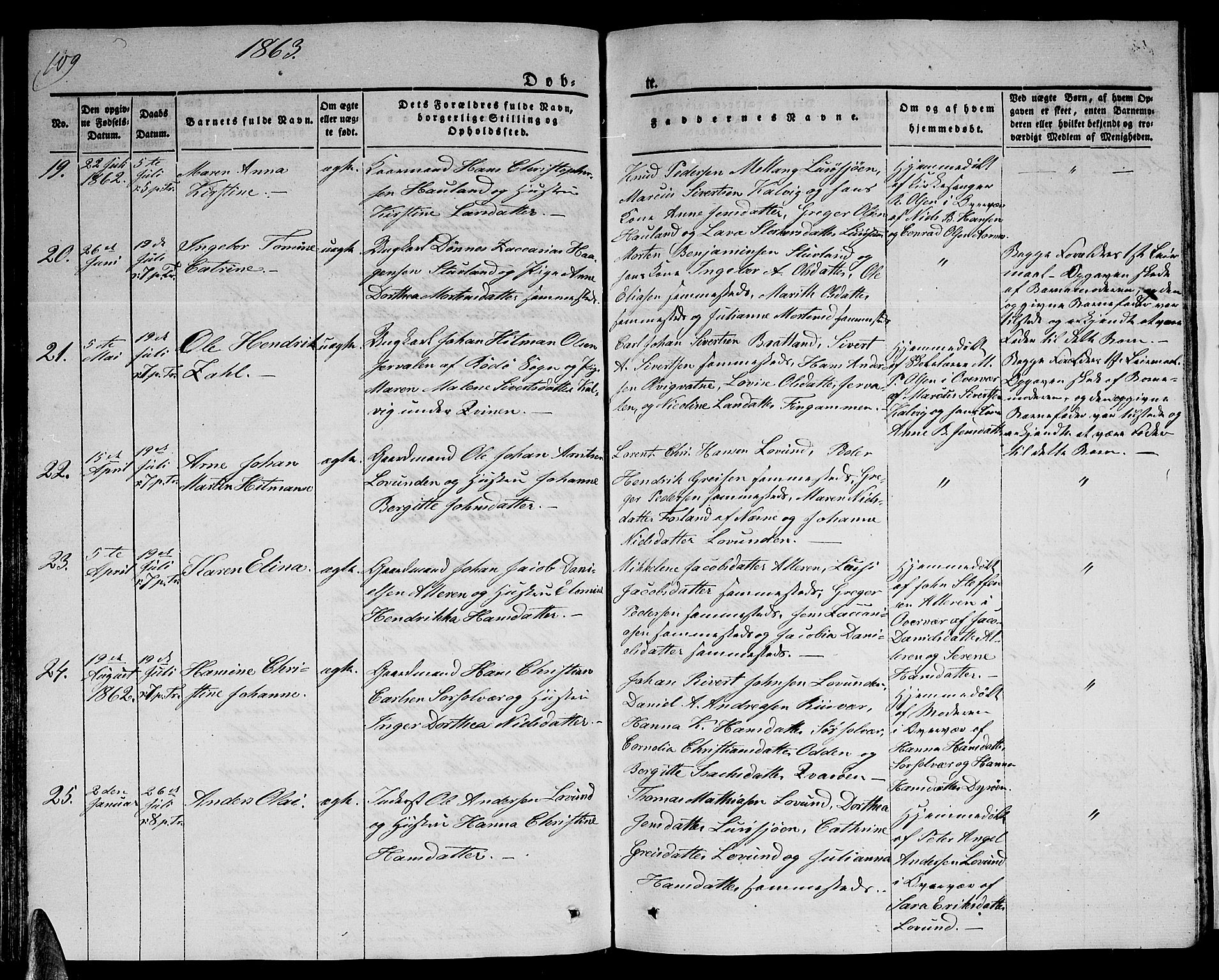 Ministerialprotokoller, klokkerbøker og fødselsregistre - Nordland, AV/SAT-A-1459/839/L0572: Parish register (copy) no. 839C02, 1841-1873, p. 109