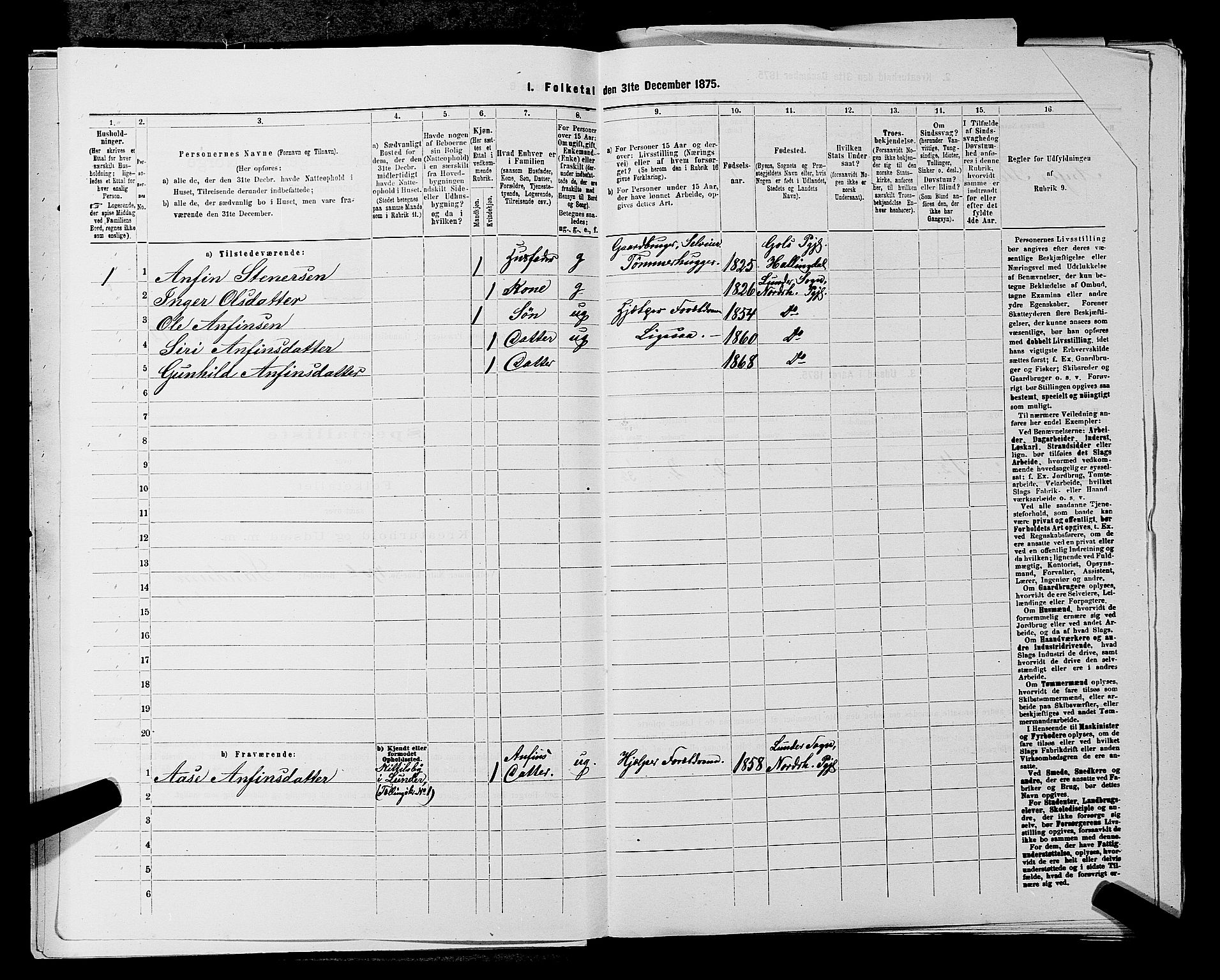 SAKO, 1875 census for 0613L Norderhov/Norderhov, Haug og Lunder, 1875, p. 2543