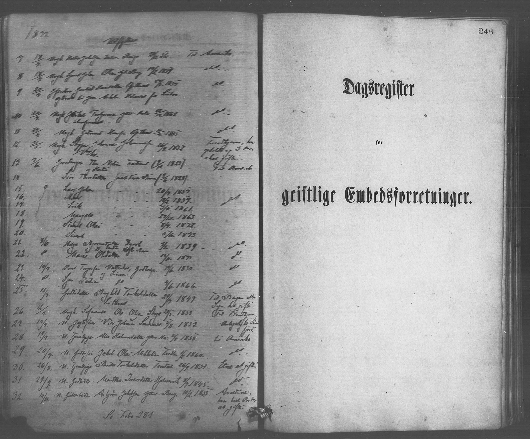 Skånevik sokneprestembete, AV/SAB-A-77801/H/Haa: Parish register (official) no. A 6, 1869-1878, p. 243