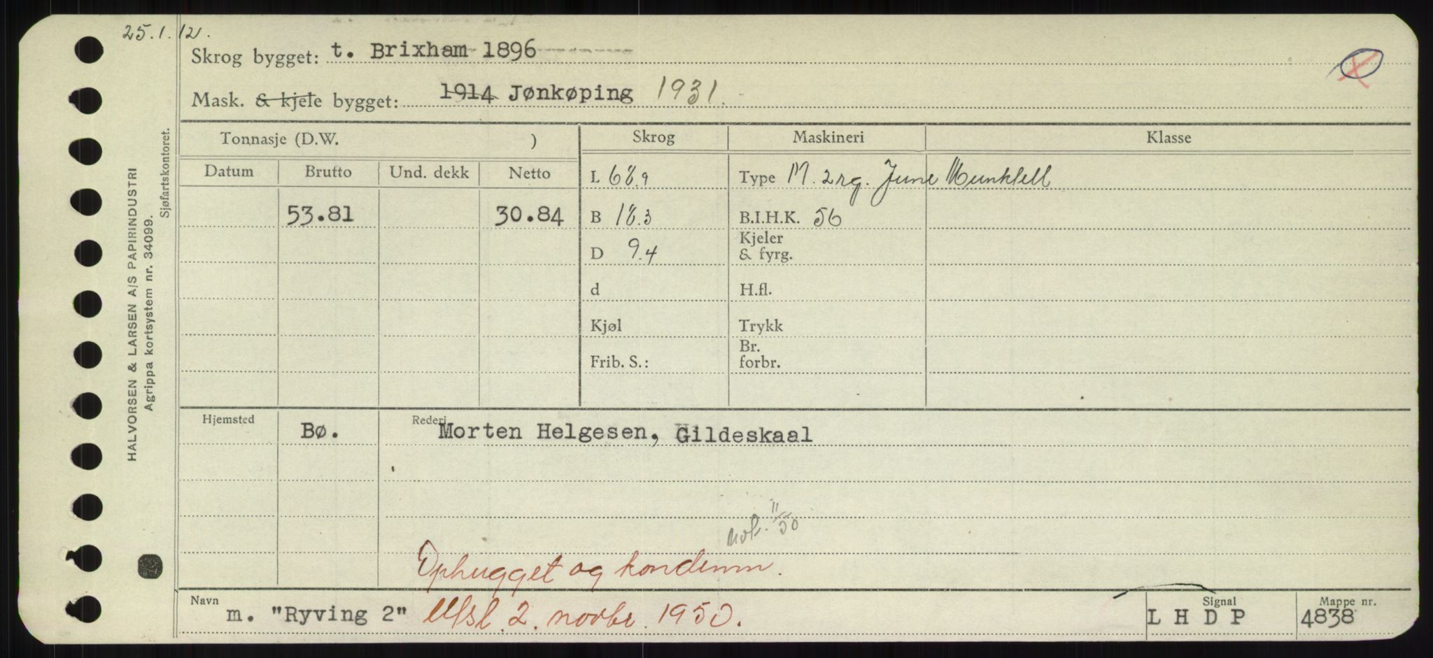 Sjøfartsdirektoratet med forløpere, Skipsmålingen, RA/S-1627/H/Hd/L0031: Fartøy, Rju-Sam, p. 433