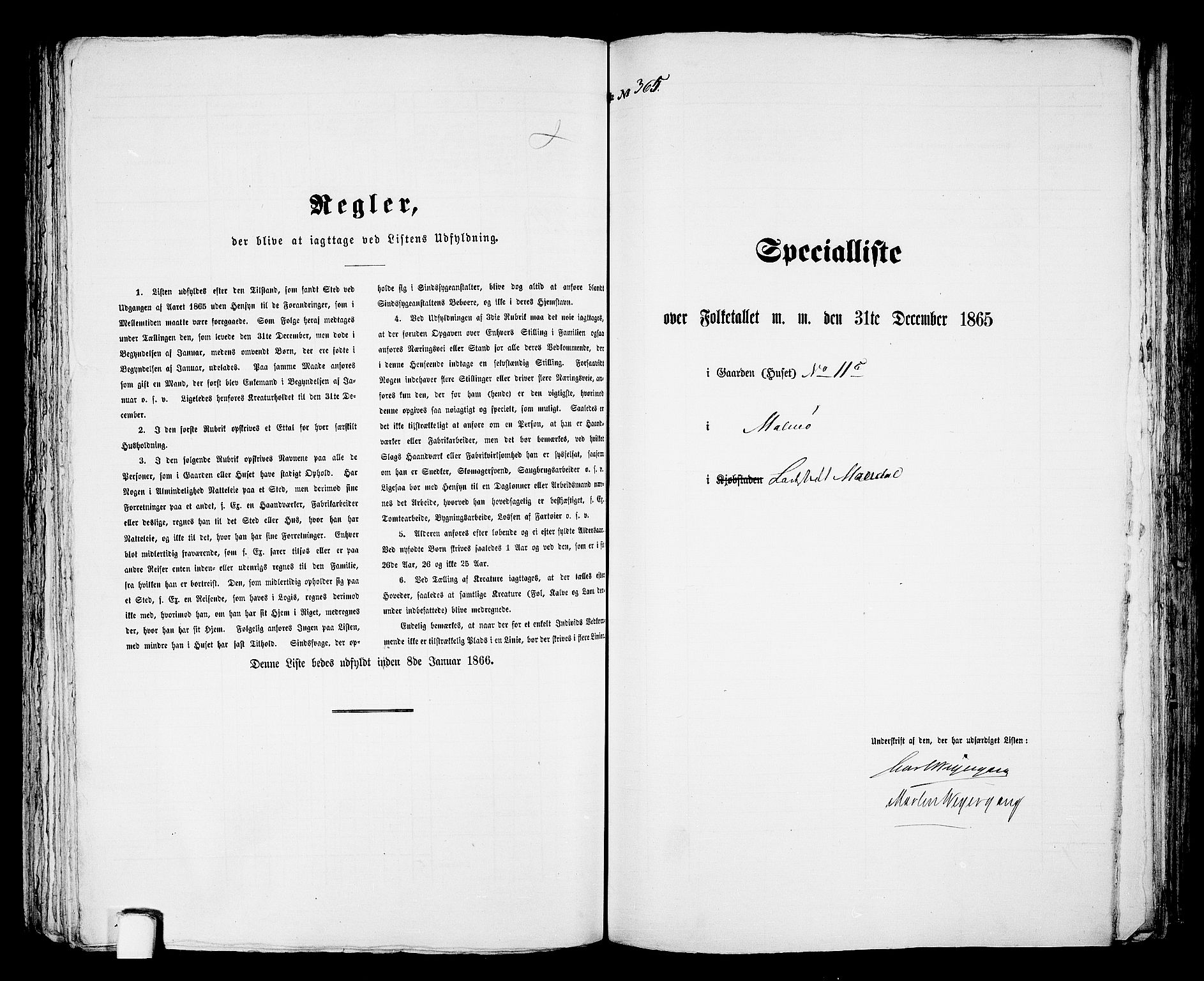 RA, 1865 census for Mandal/Mandal, 1865, p. 738