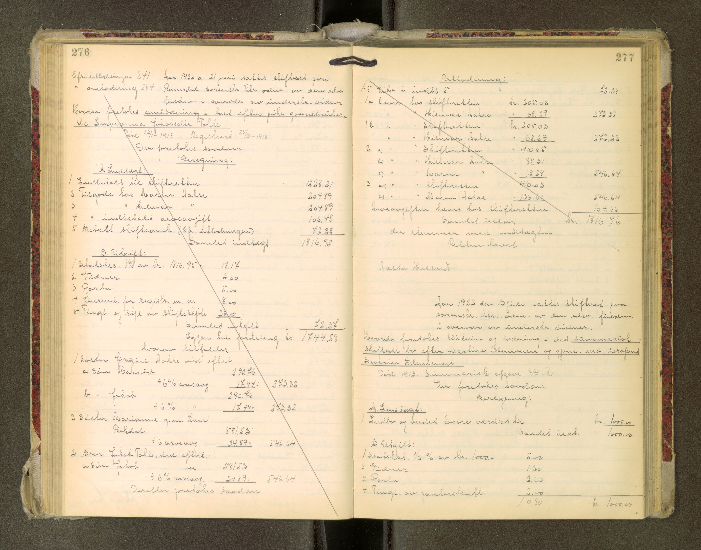 Romsdal sorenskriveri, AV/SAT-A-4149/1/3/3A/L0022: Skifteutlodnings Protokoll, 1920-1924, p. 276-277