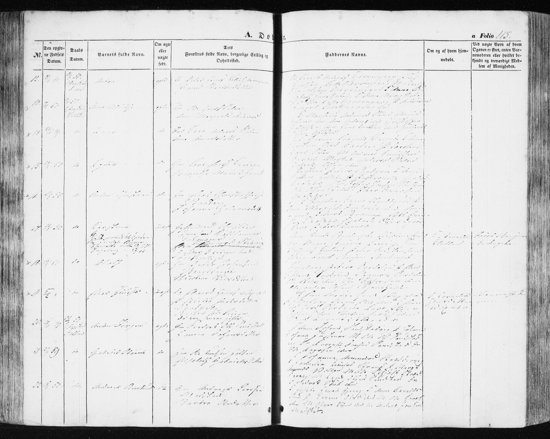Ministerialprotokoller, klokkerbøker og fødselsregistre - Sør-Trøndelag, SAT/A-1456/634/L0529: Parish register (official) no. 634A05, 1843-1851, p. 115