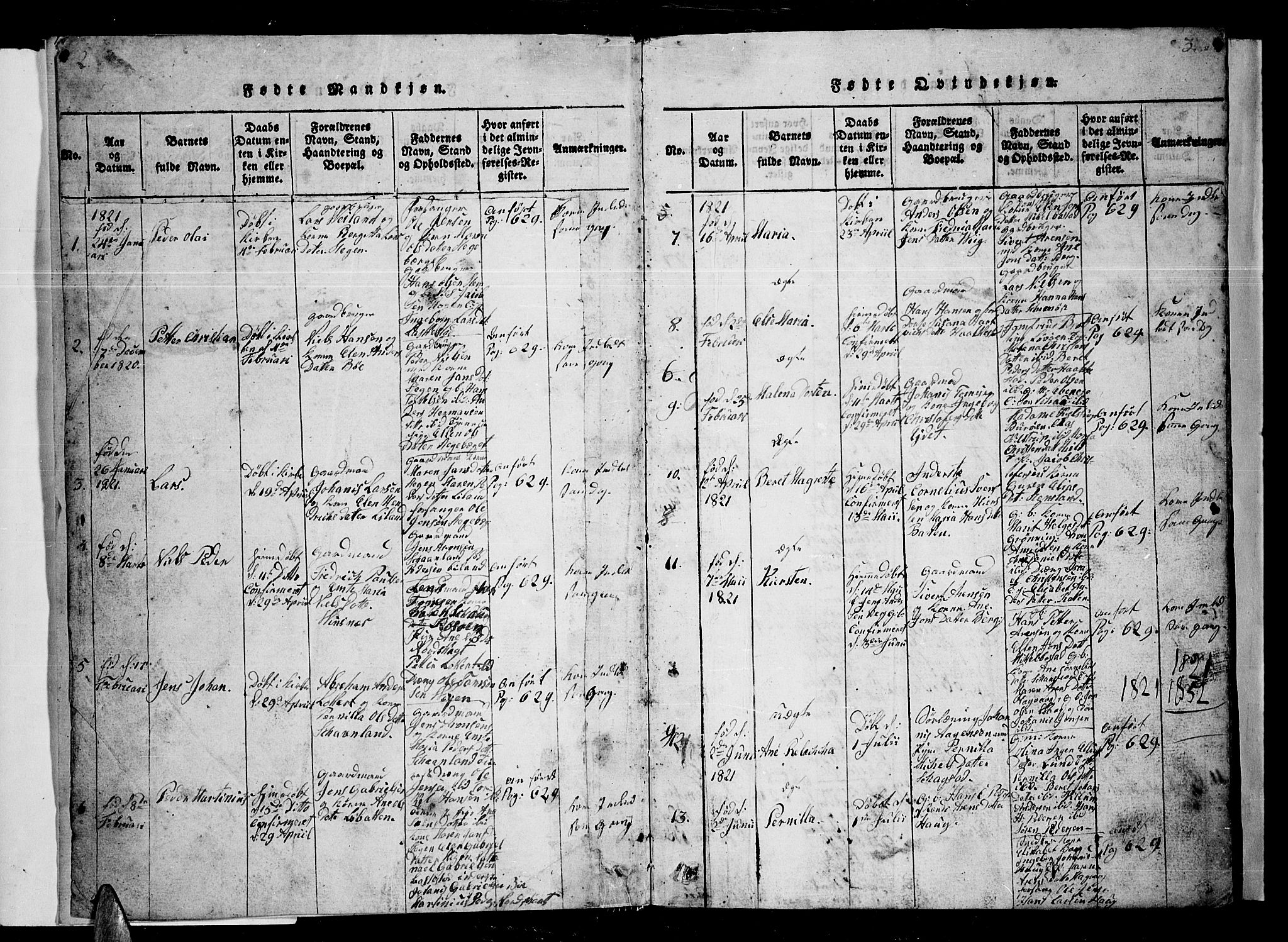 Ministerialprotokoller, klokkerbøker og fødselsregistre - Nordland, AV/SAT-A-1459/855/L0812: Parish register (copy) no. 855C01, 1821-1838, p. 2-3