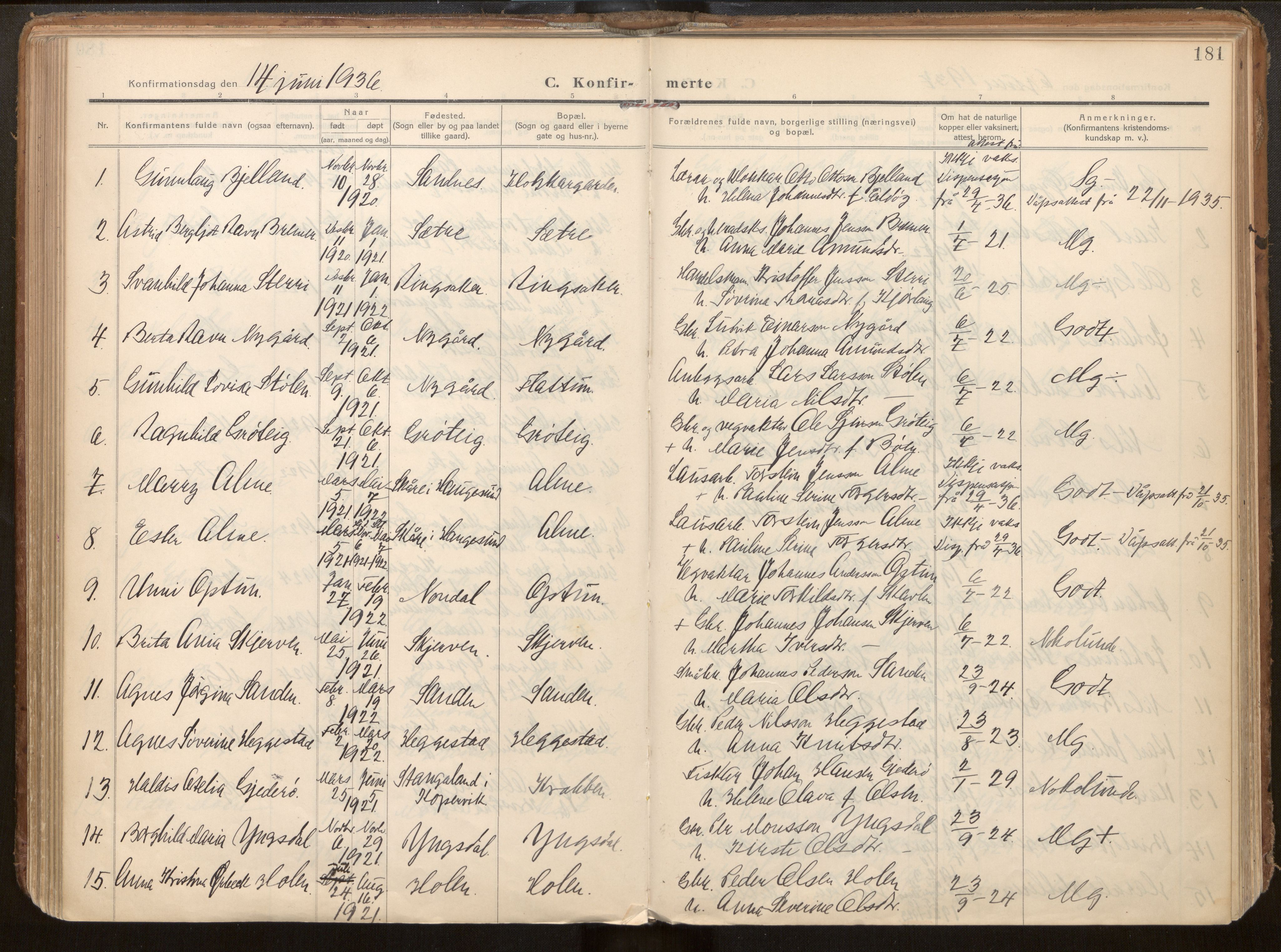 Hafslo sokneprestembete, SAB/A-80301/H/Haa/Haab/L0002: Parish register (official) no. B 2, 1914-1951, p. 181