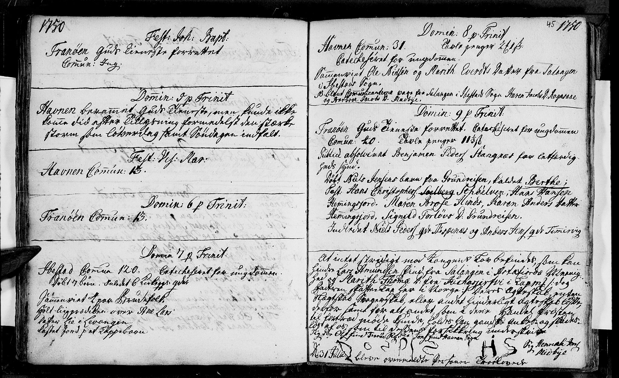 Ibestad sokneprestembete, SATØ/S-0077/H/Ha/Haa/L0001kirke: Parish register (official) no. 1, 1744-1757, p. 45
