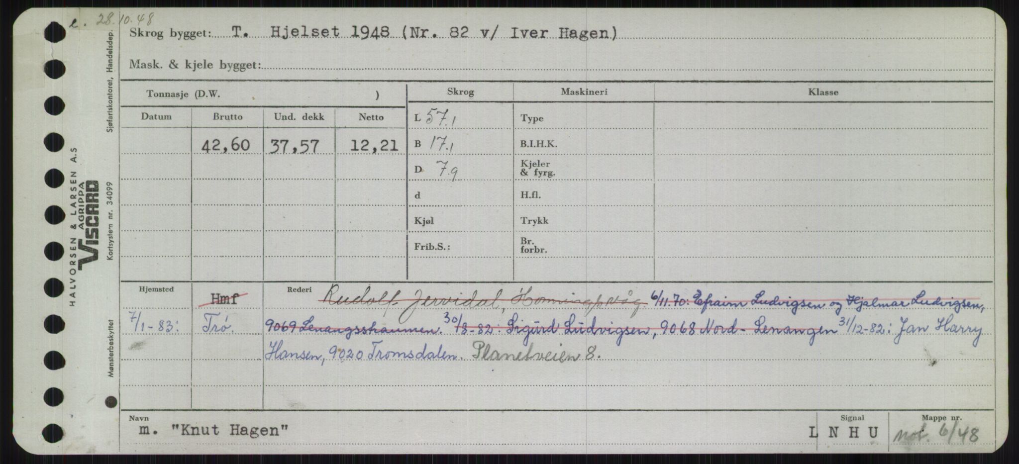 Sjøfartsdirektoratet med forløpere, Skipsmålingen, RA/S-1627/H/Ha/L0003/0001: Fartøy, Hilm-Mar / Fartøy, Hilm-Kol, p. 841