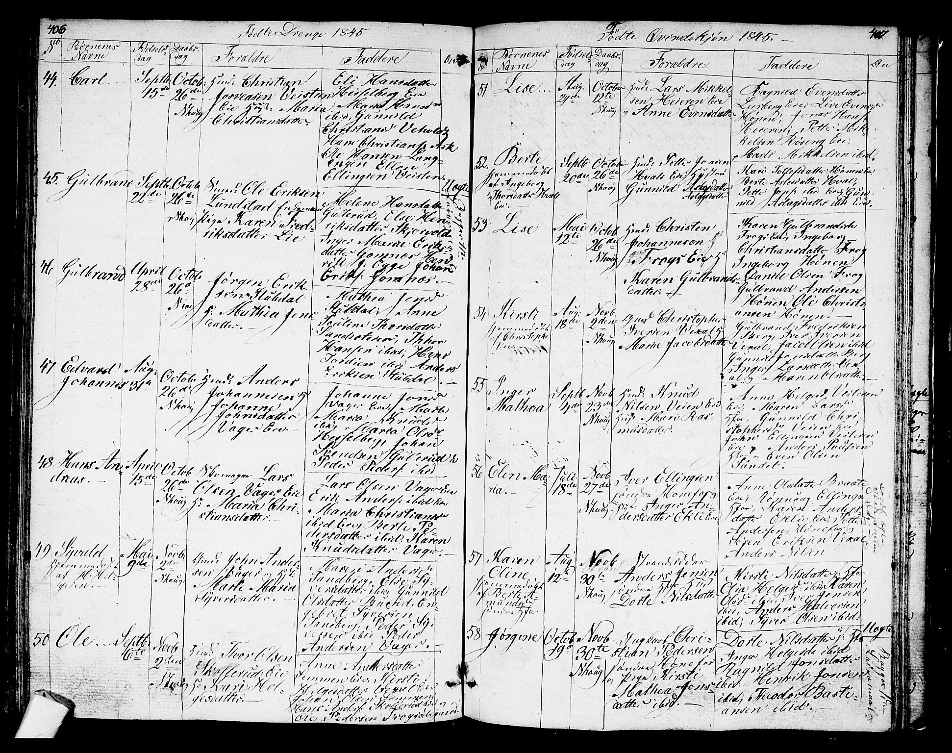 Norderhov kirkebøker, AV/SAKO-A-237/G/Ga/L0004: Parish register (copy) no. I 4, 1824-1849, p. 406-407