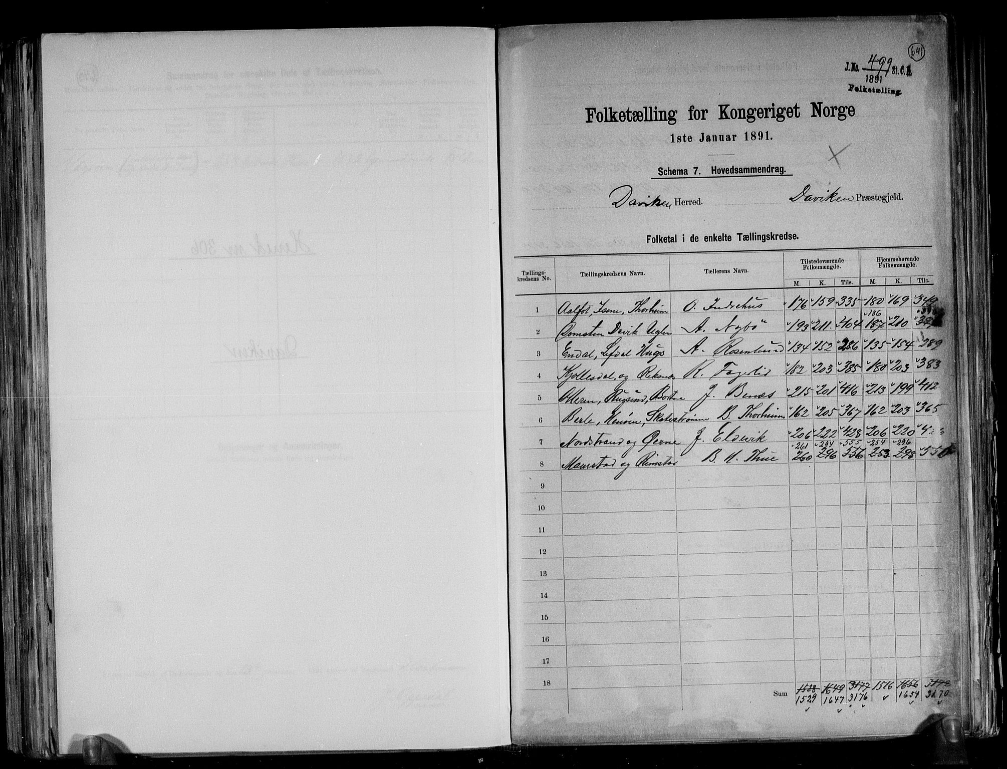 RA, 1891 census for 1442 Davik, 1891, p. 2
