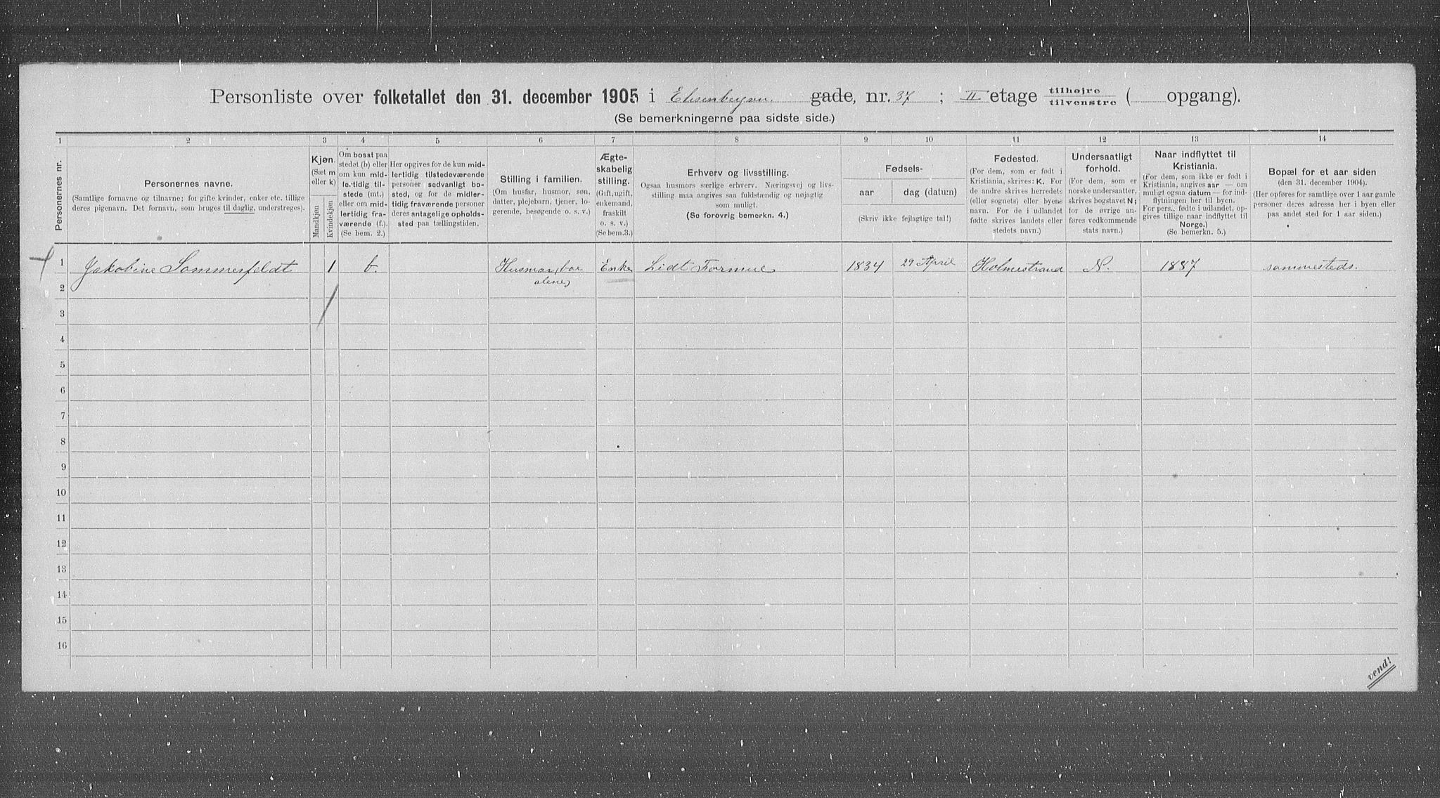 OBA, Municipal Census 1905 for Kristiania, 1905, p. 10488