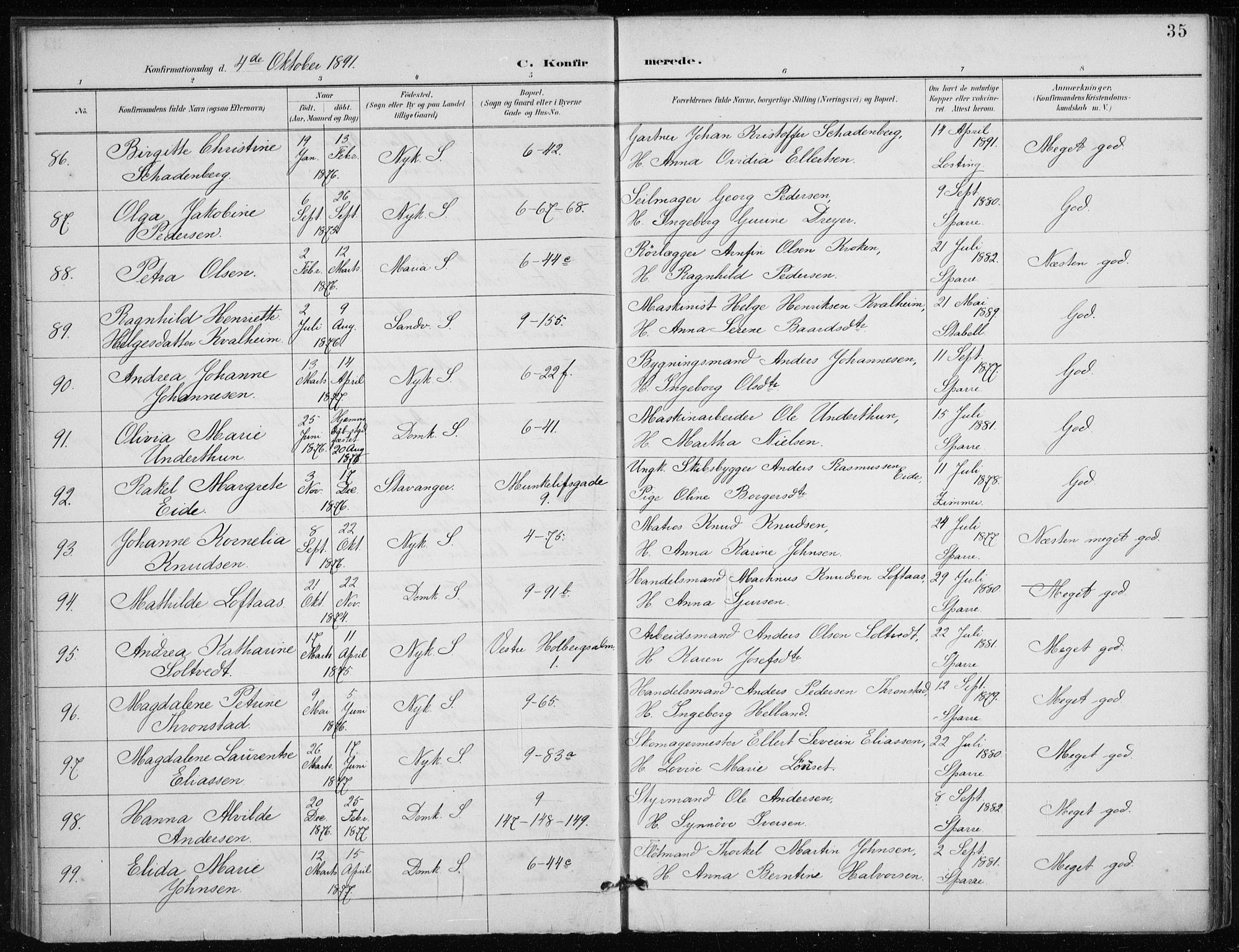 Nykirken Sokneprestembete, AV/SAB-A-77101/H/Haa/L0028: Parish register (official) no. C 7, 1887-1913, p. 35