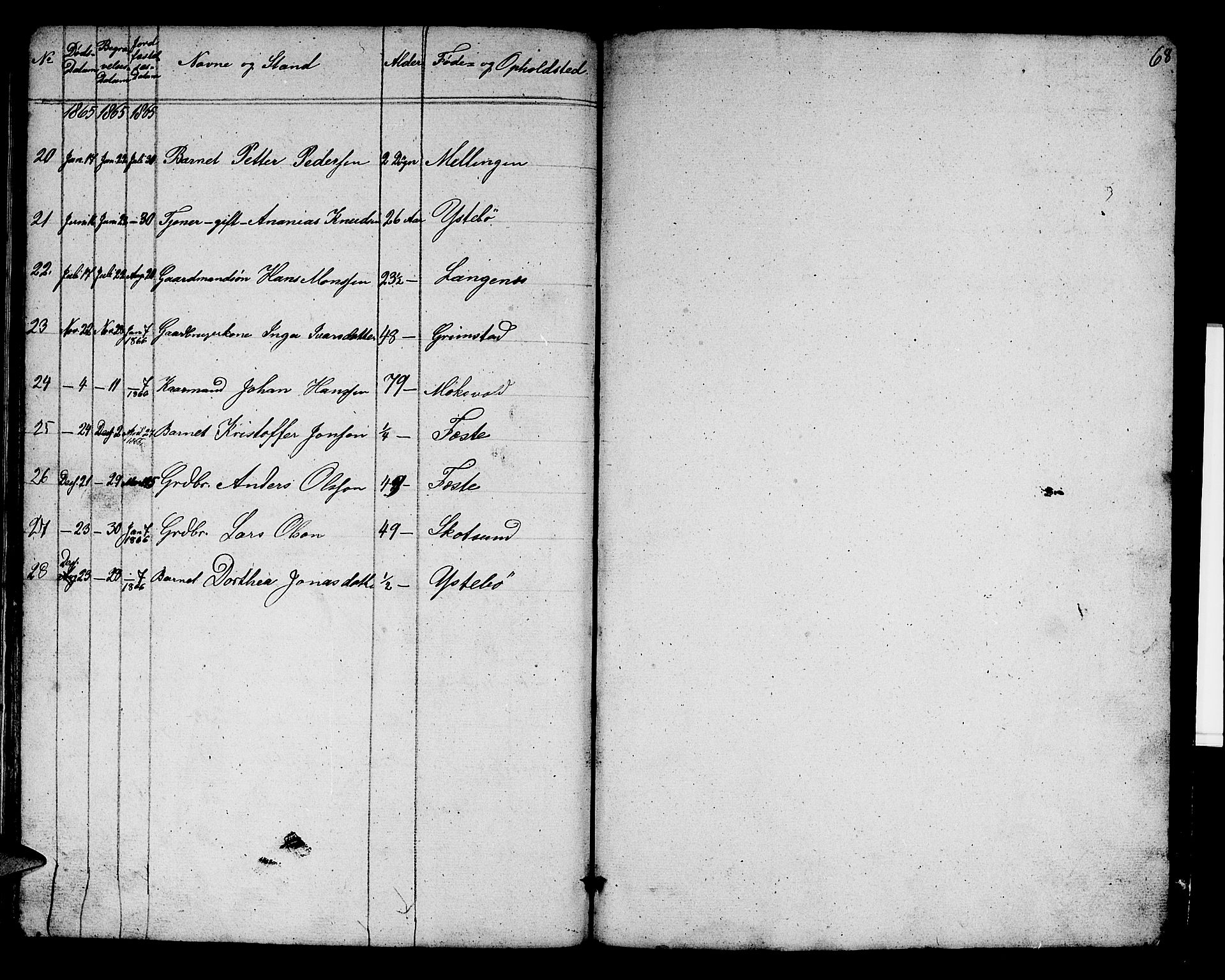 Alversund Sokneprestembete, SAB/A-73901/H/Ha/Hab: Parish register (copy) no. B 1, 1852-1865, p. 68