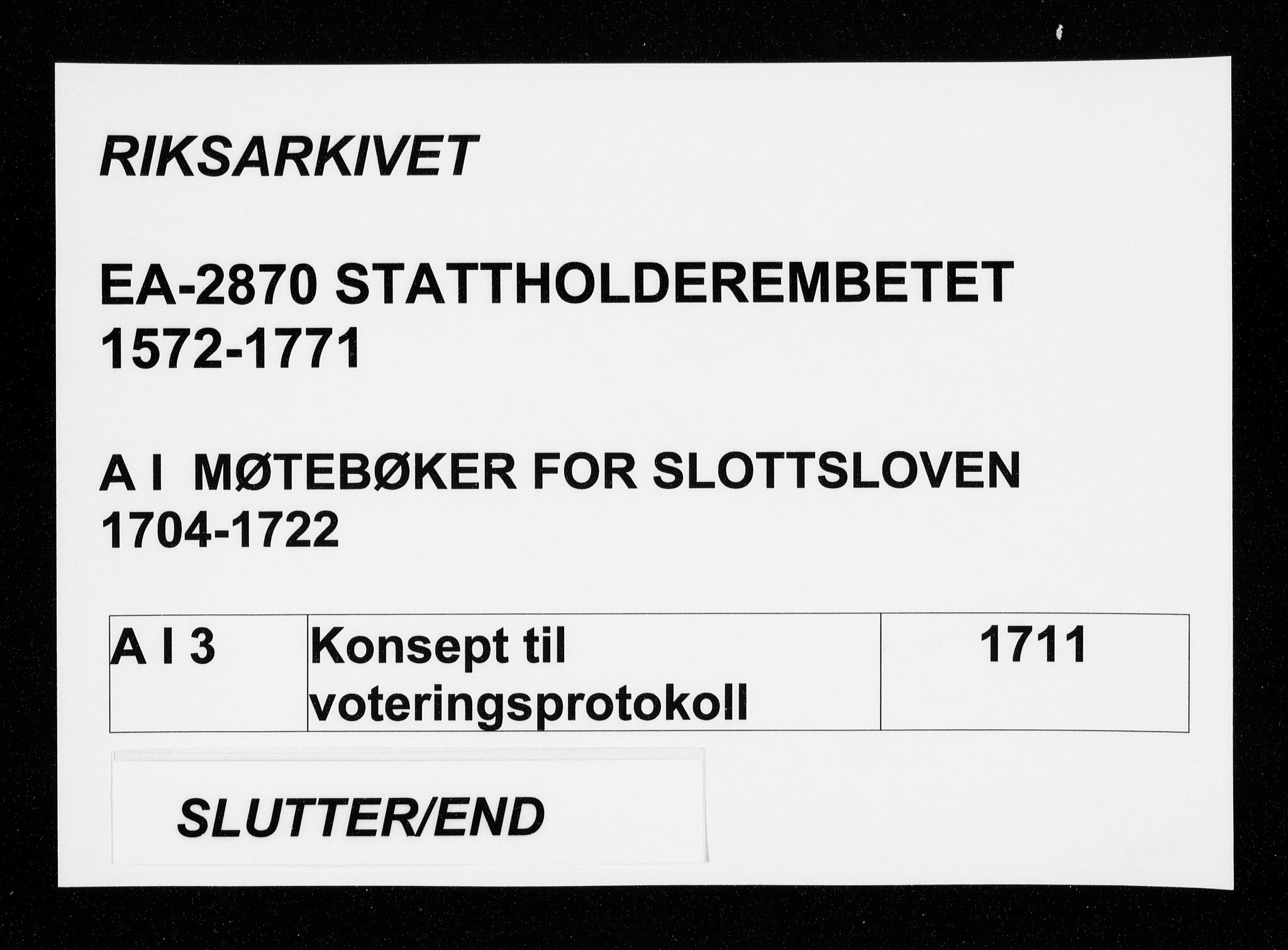 Stattholderembetet 1572-1771, AV/RA-EA-2870/Aa/L0003: Konsept til voteringsprotokoll, 1711