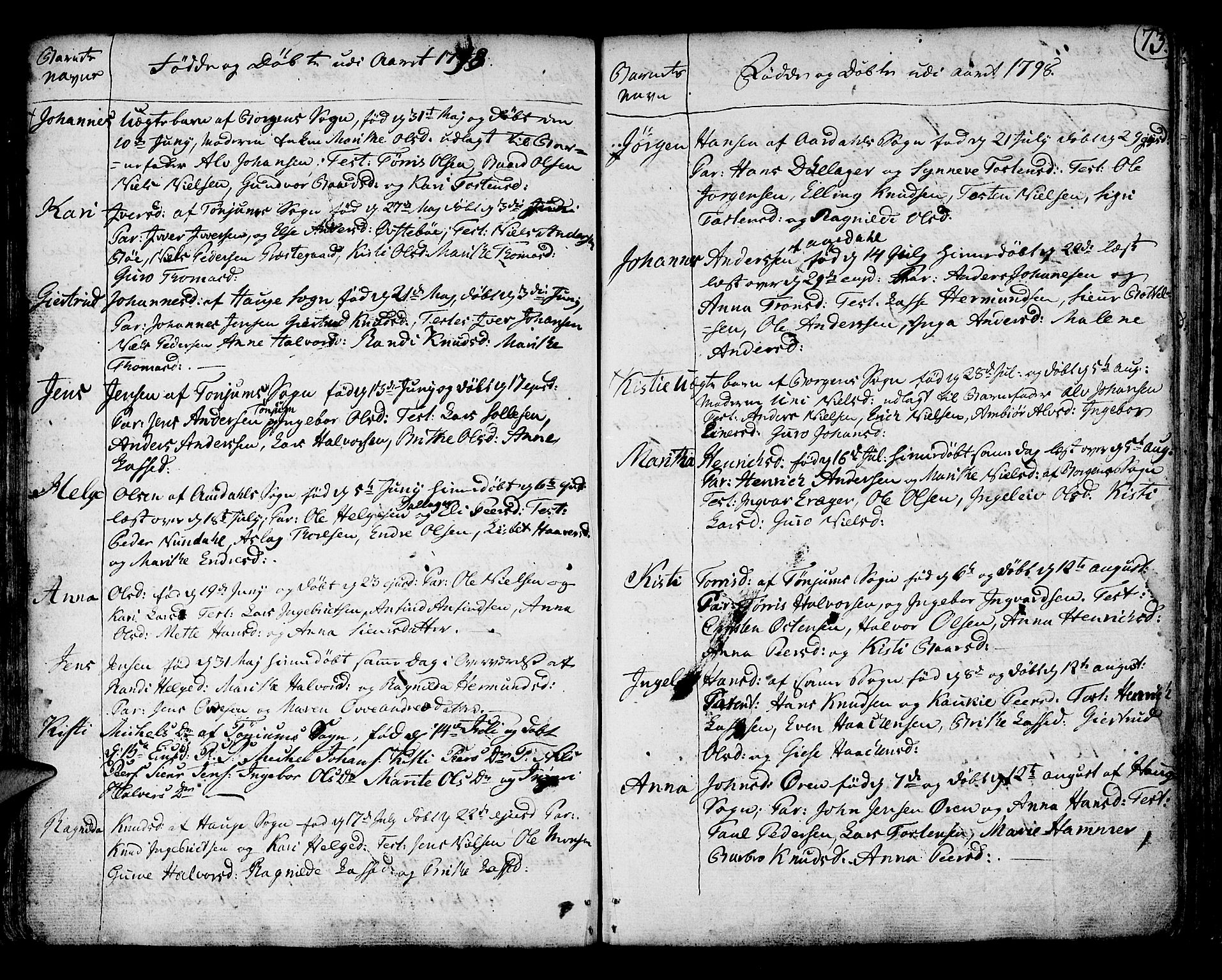 Lærdal sokneprestembete, AV/SAB-A-81201: Parish register (official) no. A 3, 1783-1804, p. 73