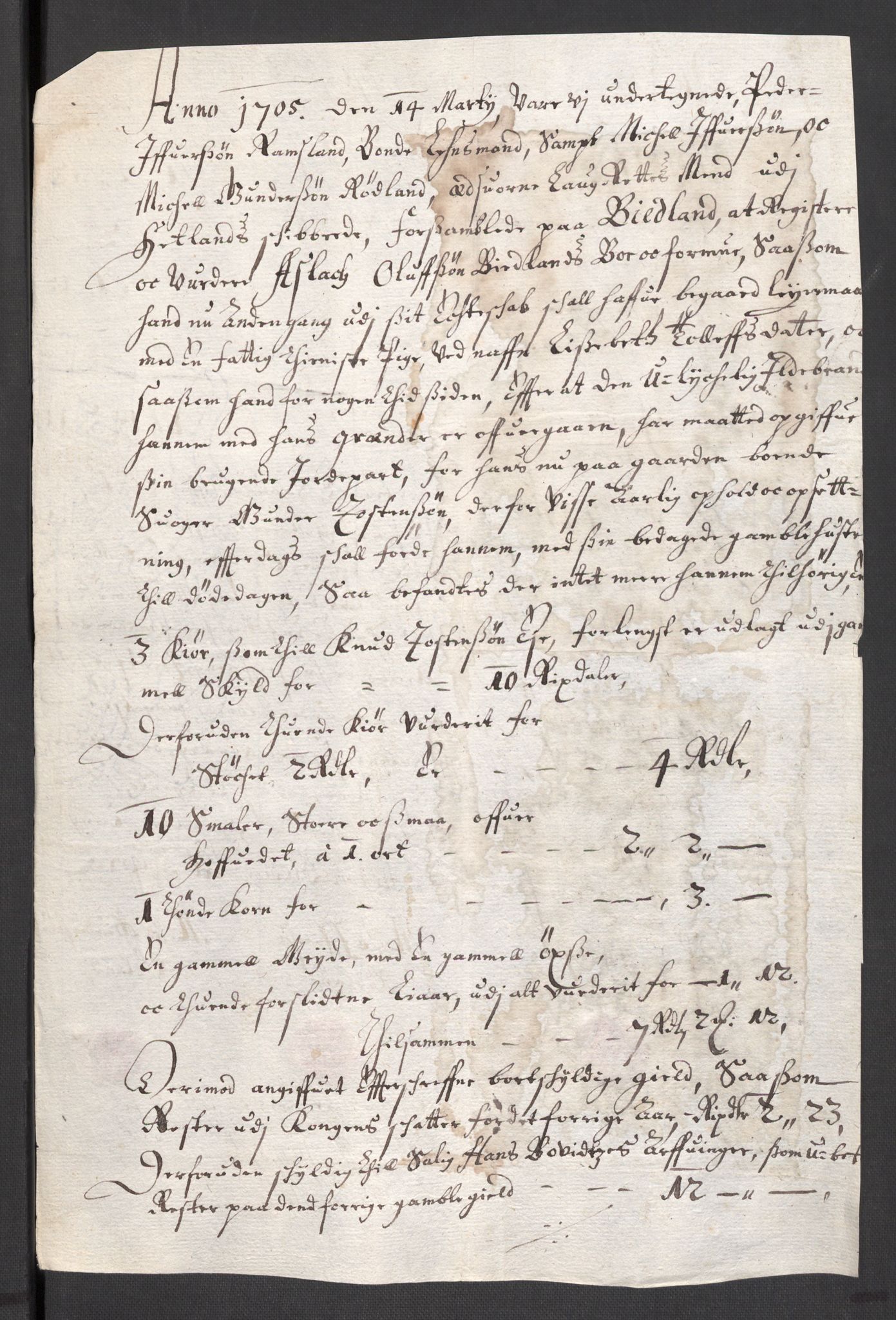 Rentekammeret inntil 1814, Reviderte regnskaper, Fogderegnskap, RA/EA-4092/R46/L2733: Fogderegnskap Jæren og Dalane, 1705-1708, p. 89