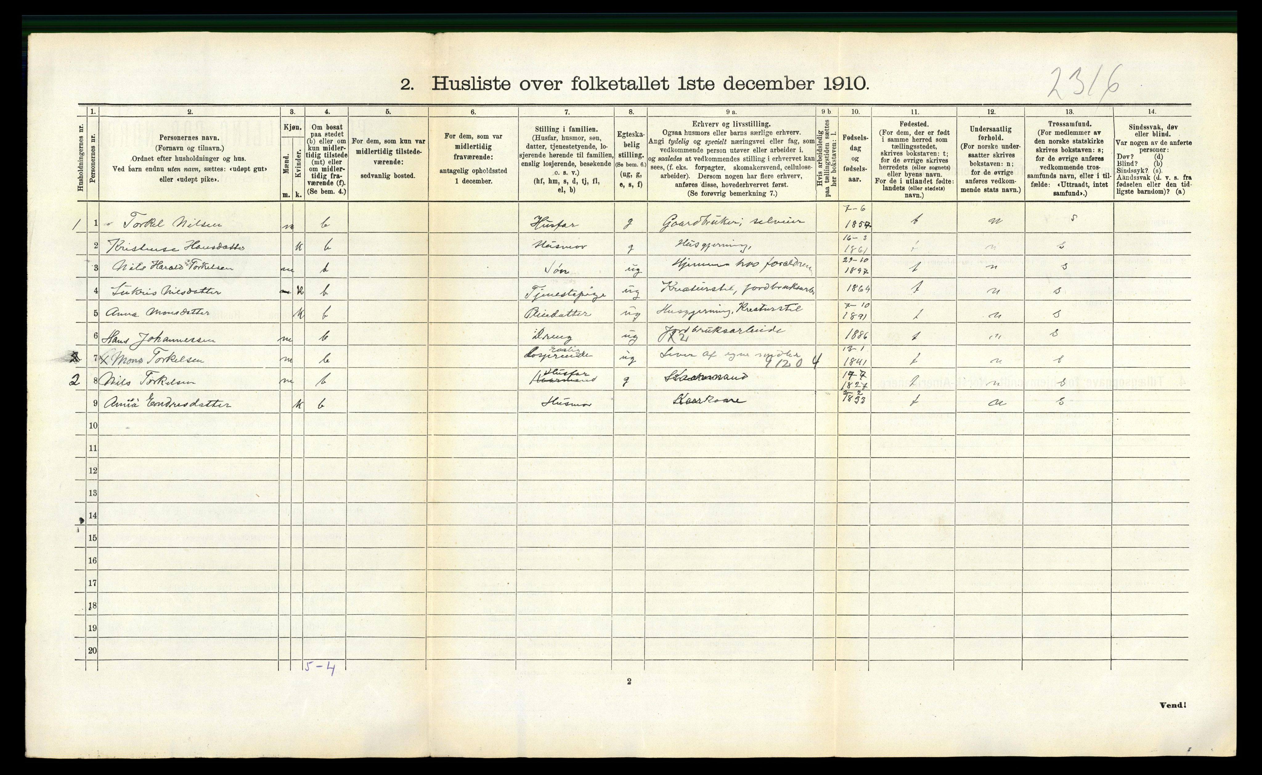 RA, 1910 census for Lavik, 1910, p. 328