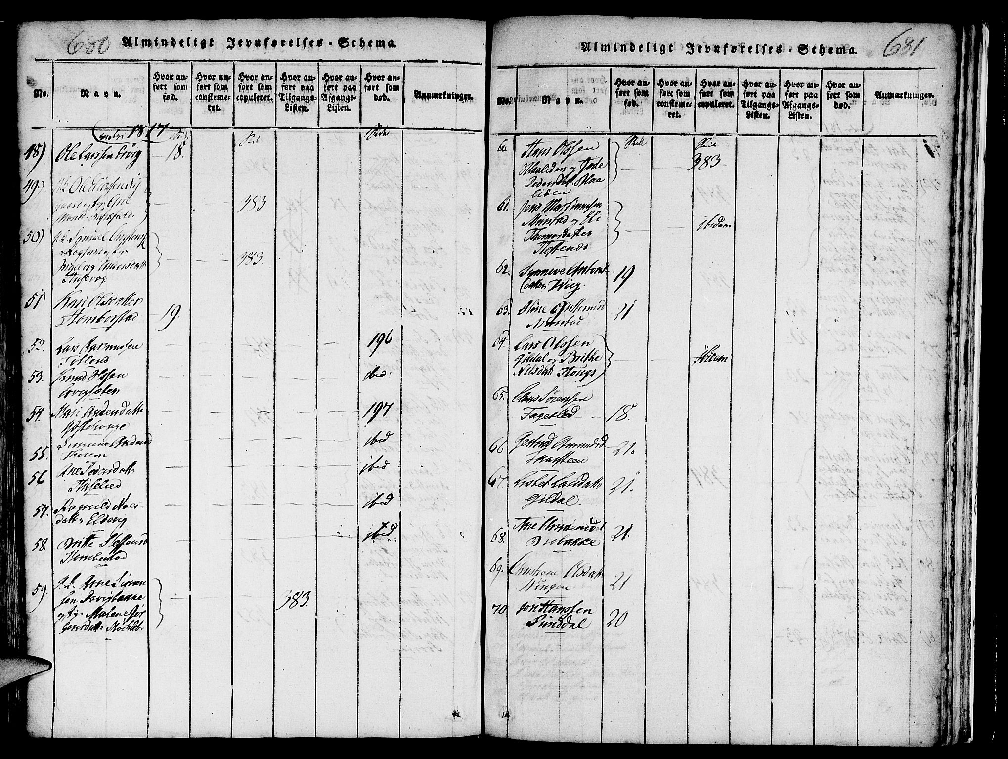 Davik sokneprestembete, AV/SAB-A-79701/H/Haa/Haaa/L0003: Parish register (official) no. A 3, 1816-1830, p. 680-681