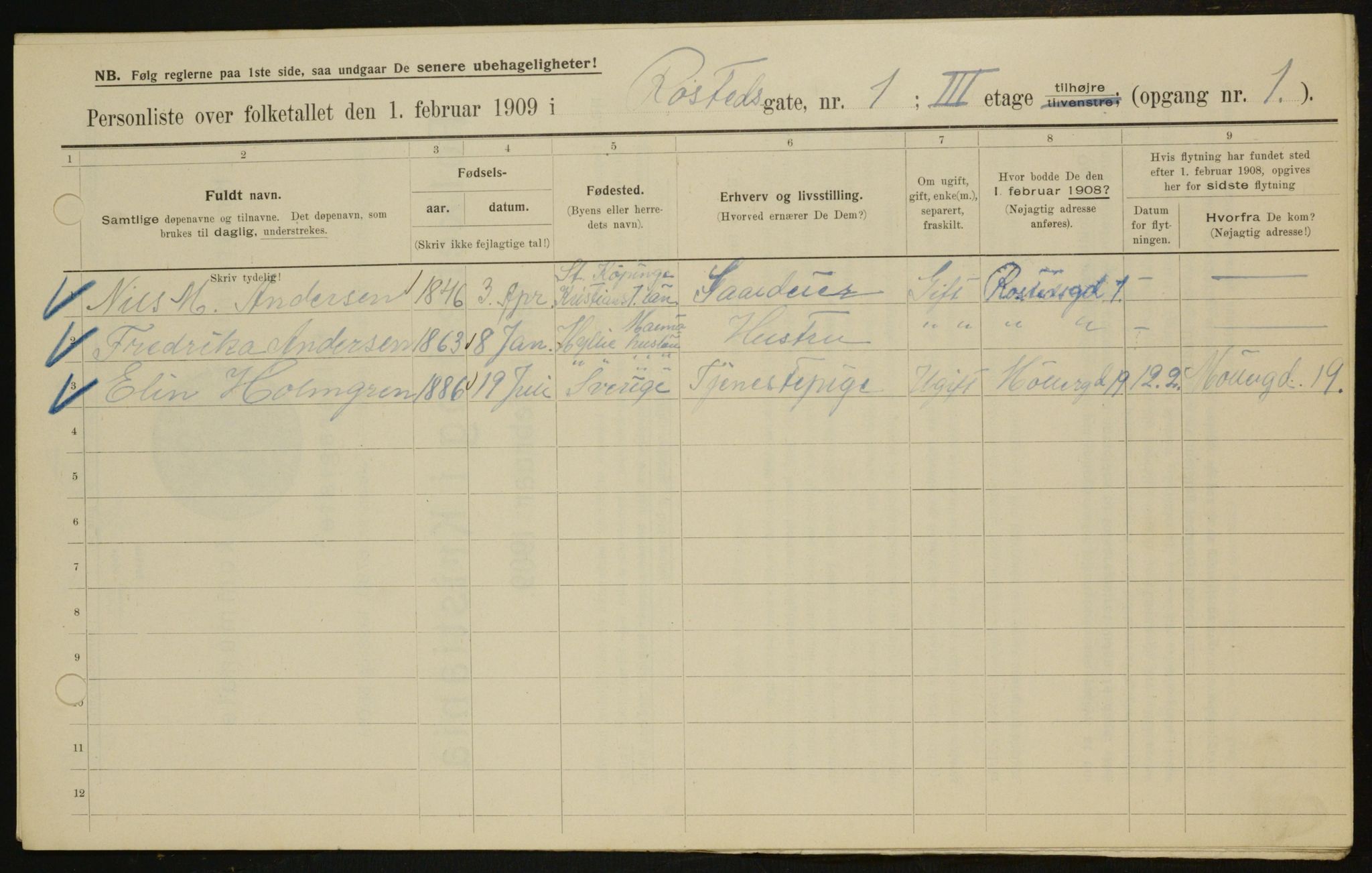 OBA, Municipal Census 1909 for Kristiania, 1909, p. 76304