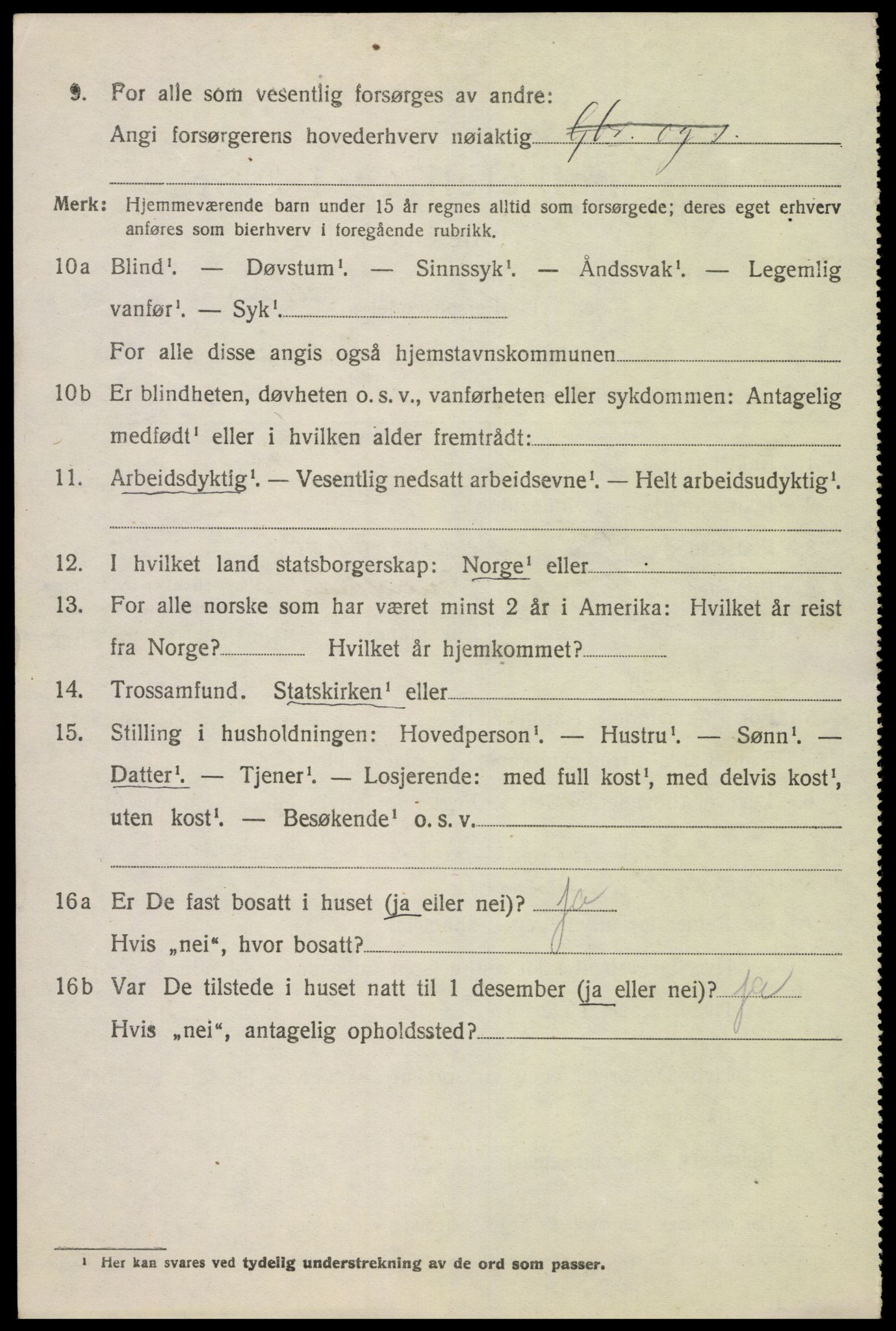 SAK, 1920 census for Grindheim, 1920, p. 896