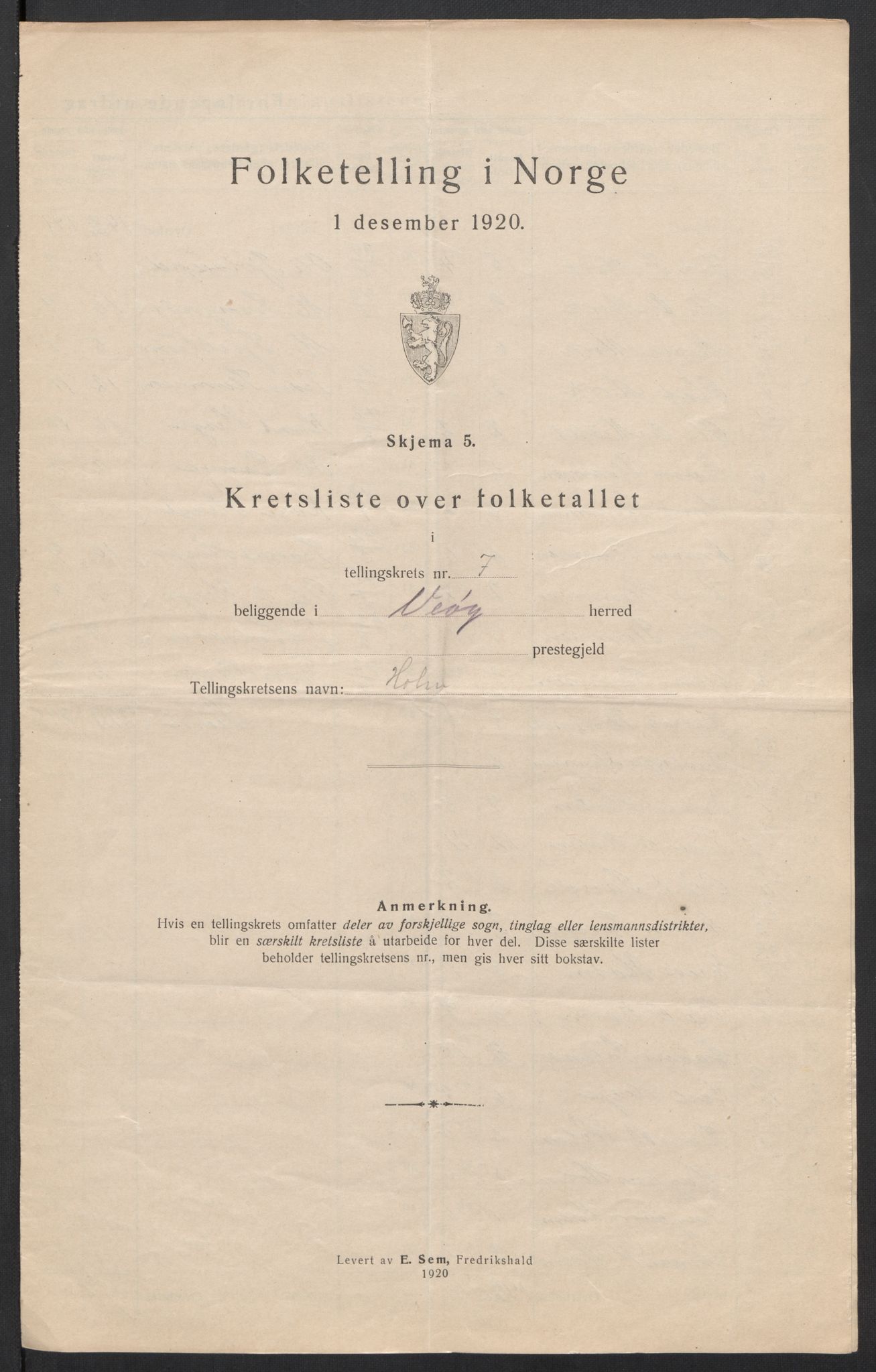 SAT, 1920 census for Veøy, 1920, p. 24