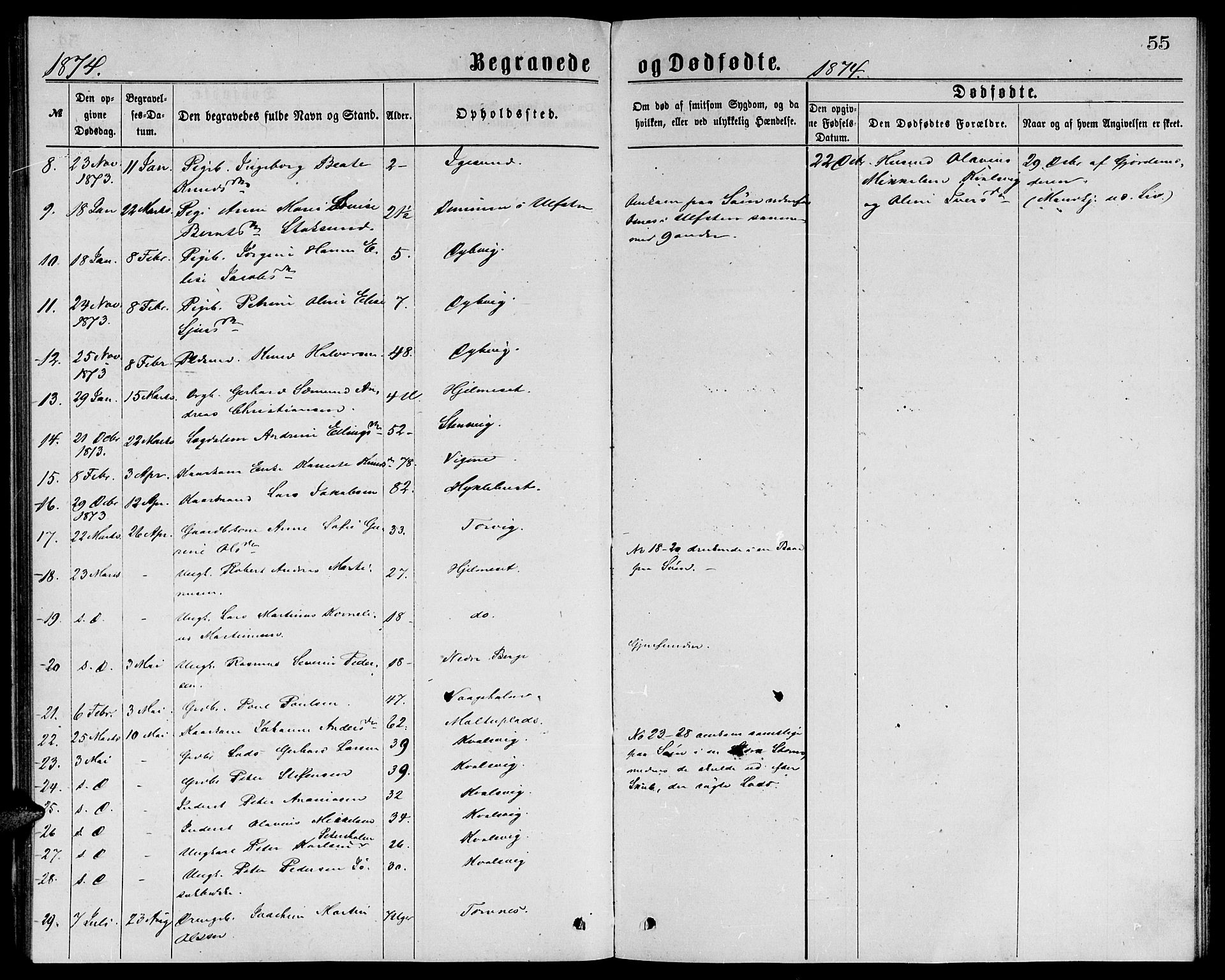 Ministerialprotokoller, klokkerbøker og fødselsregistre - Møre og Romsdal, AV/SAT-A-1454/507/L0072: Parish register (official) no. 507A07, 1869-1878, p. 55