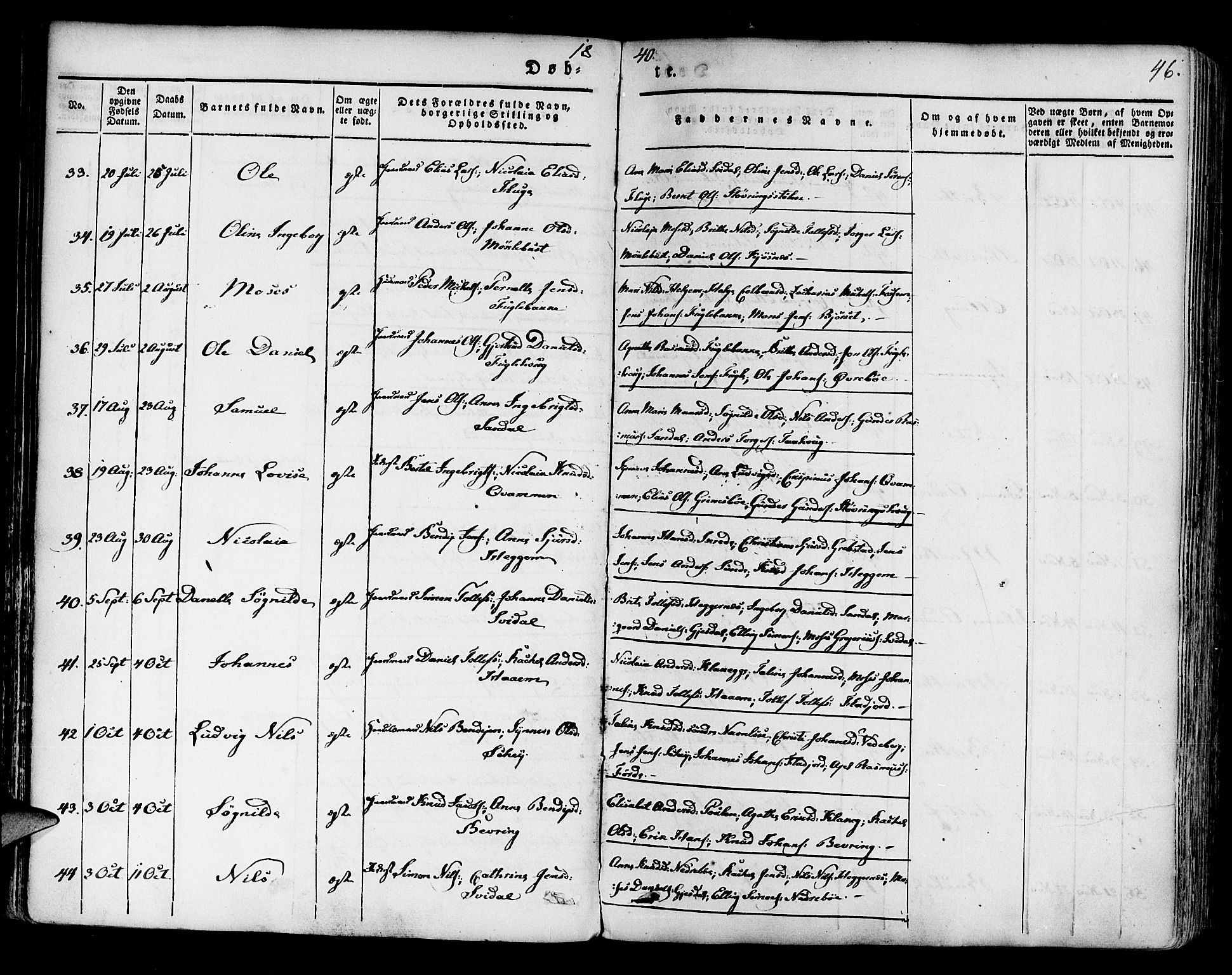 Jølster sokneprestembete, AV/SAB-A-80701/H/Haa/Haaa/L0009: Parish register (official) no. A 9, 1833-1848, p. 46